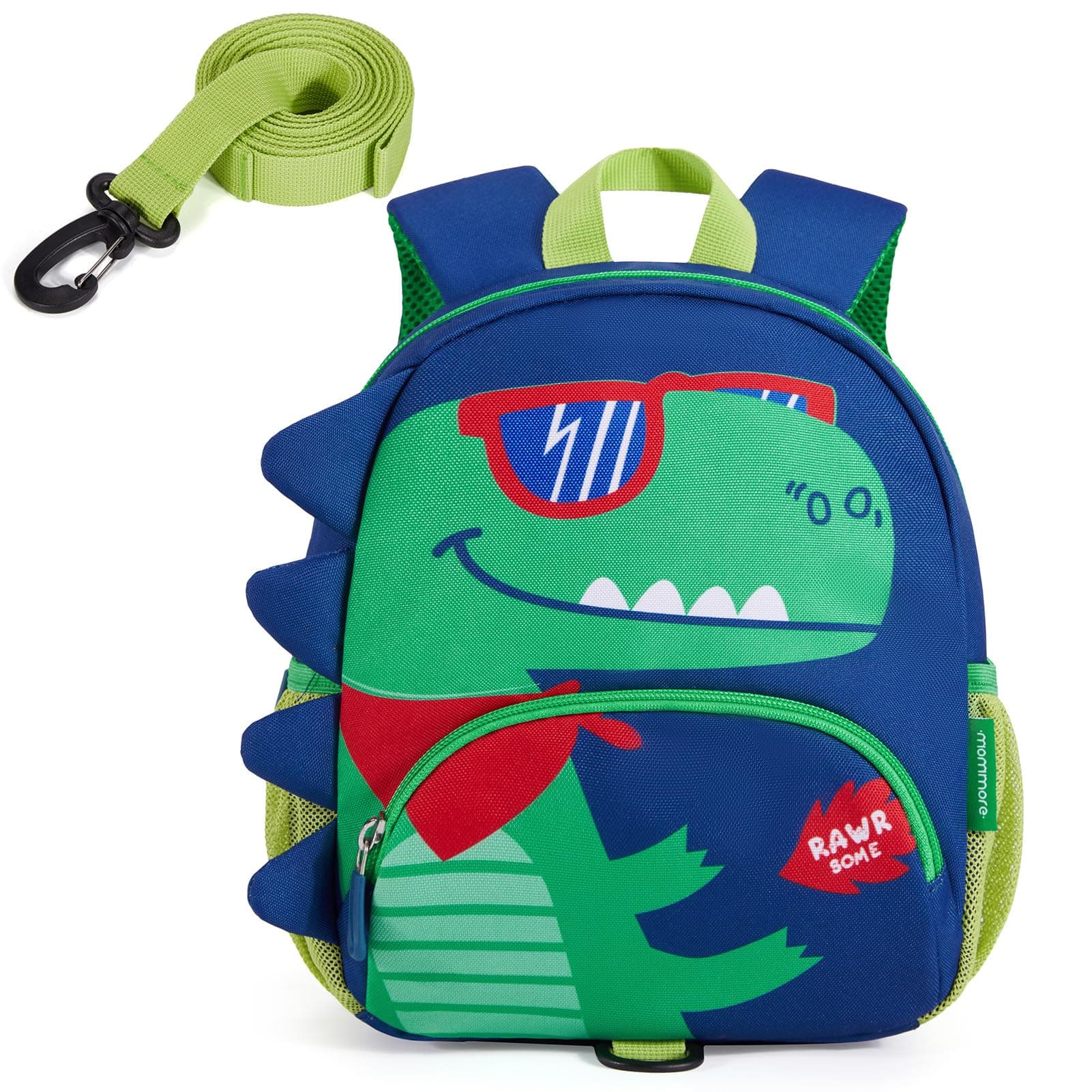 Toddler Backpack for Boys 2-4, 3D Cartoon Cute Kids Dinosaur Backpack Water-Resistant Compact for Travel Preschool with Toddler Leash, Chest Buckle
