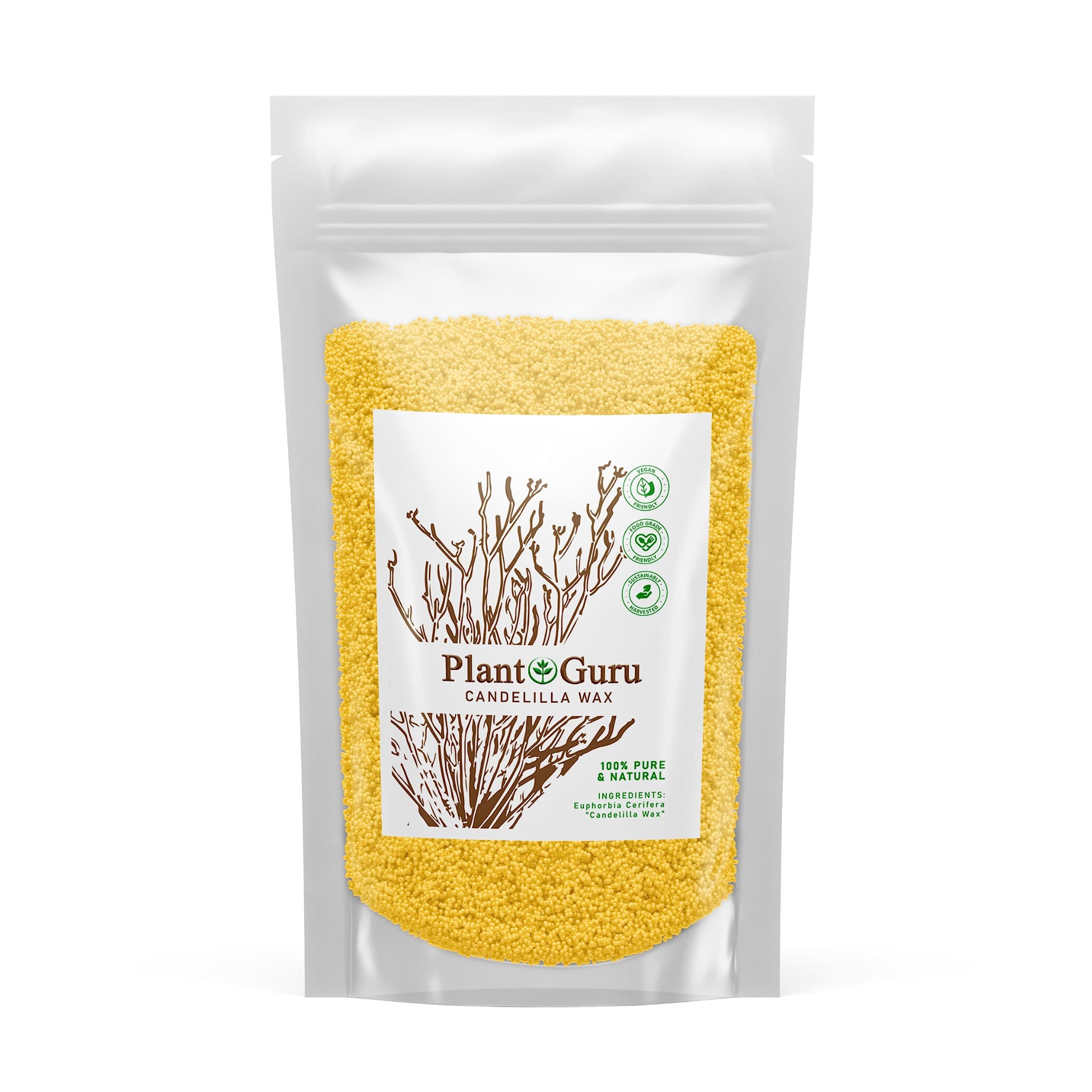 Candelilla Wax Pellets 4 oz. 100% Pure Natual Food Grade Vegan Wax For DYI Lip Balm, Soap and Candle Making, Creams and Lotions. Great For Skin, Face, and Hair applications. Beeswax Alternative