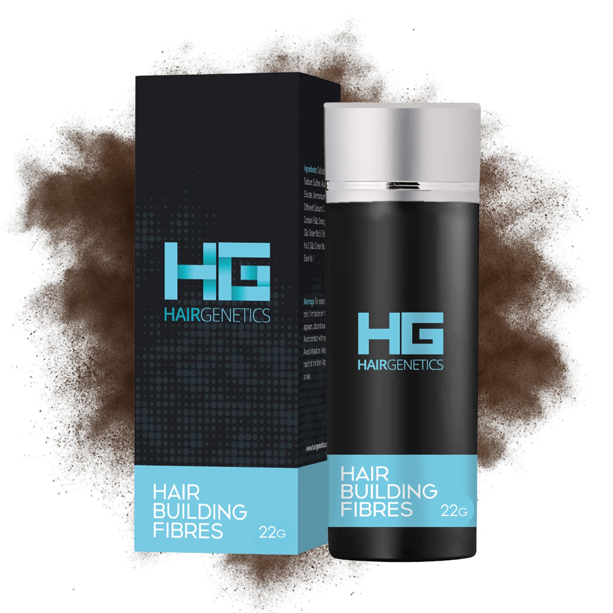 Hair Genetics Hair Fibres for Hair Loss Cover Thin Hair & Bald Spots- Hair Fibre for Thick Hairs- Fibers for Men and Women for Hair Loss (Dark Brown 22g)
