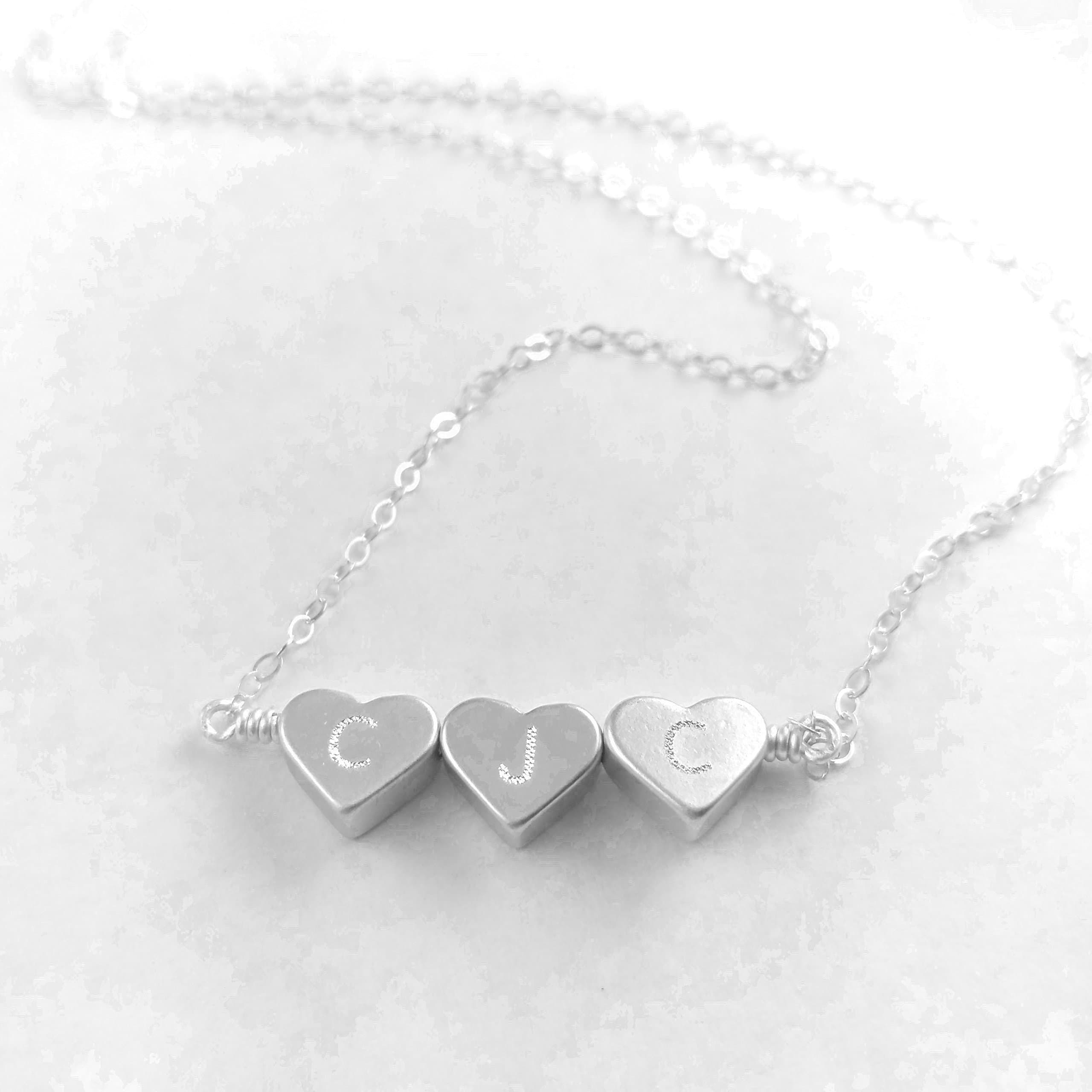 Personalized necklace, Heart initial necklace, monogram necklace, heart charm, romantic love, couple necklace, mom necklace, mothers necklace, grandmother necklace, niece necklace, kids necklace