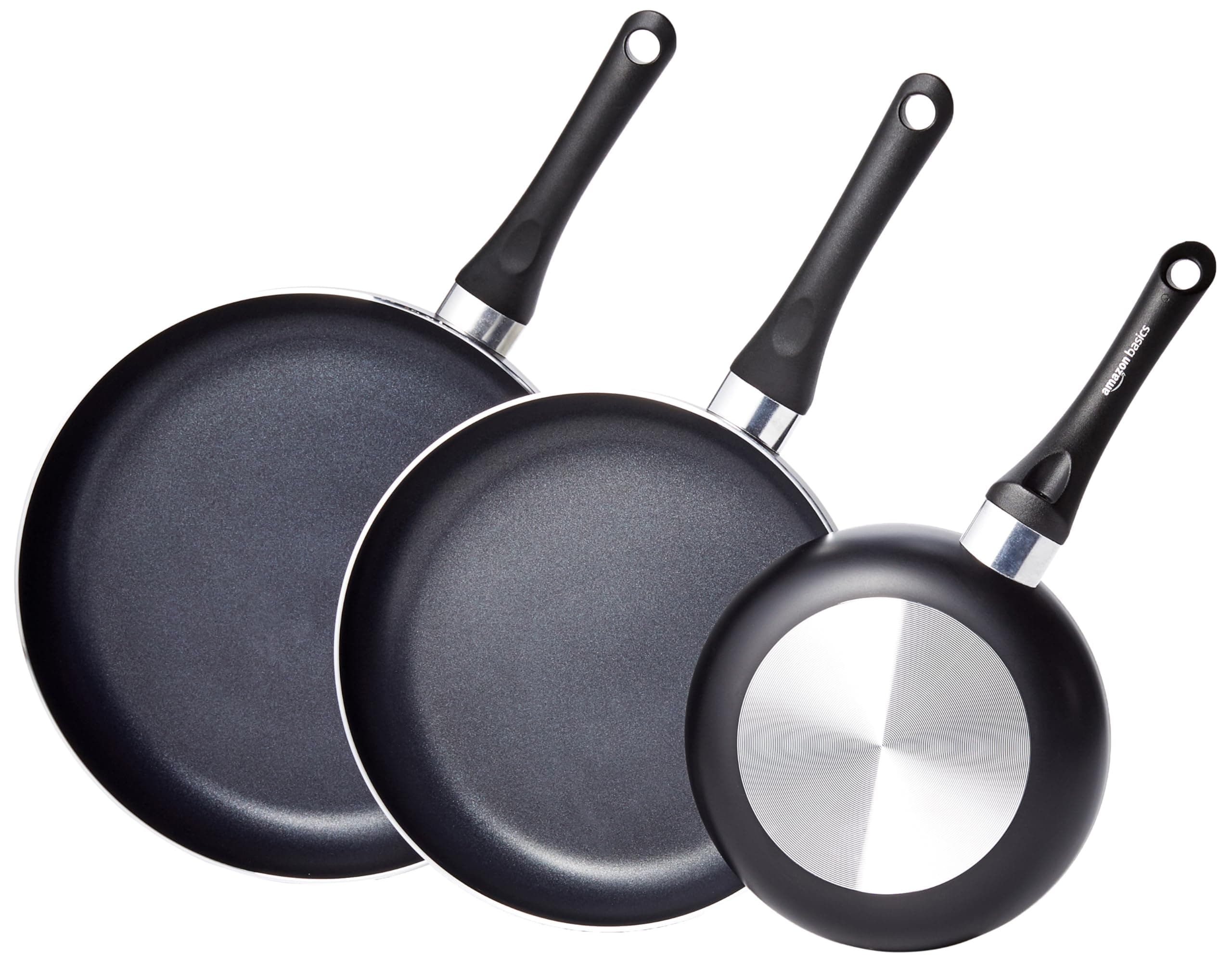 Non-Stick 3-Piece Frying Pan Set with Stay Cool Handles, 8-inch, 10-inch, 12-inch, Black