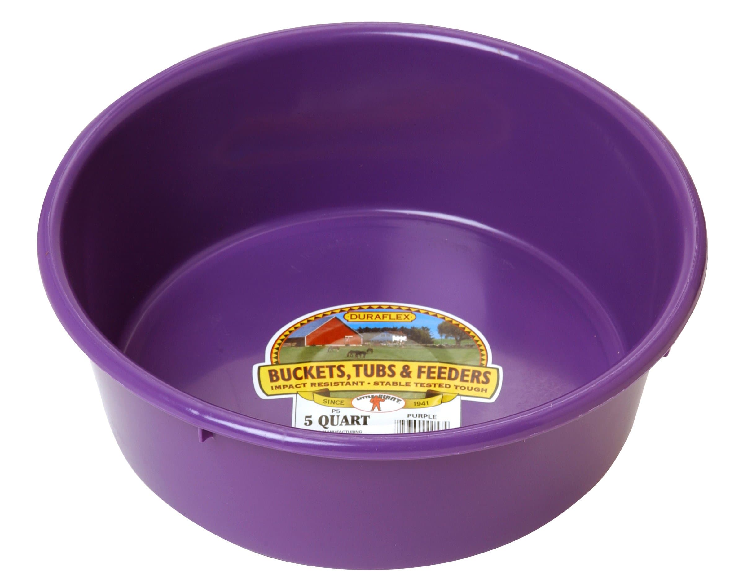 Little Giant® Plastic Utility Pan | Feed Pan | Durable & Versatile Livestock Feeding Bucket | Made in USA | 5 Quart | Purple