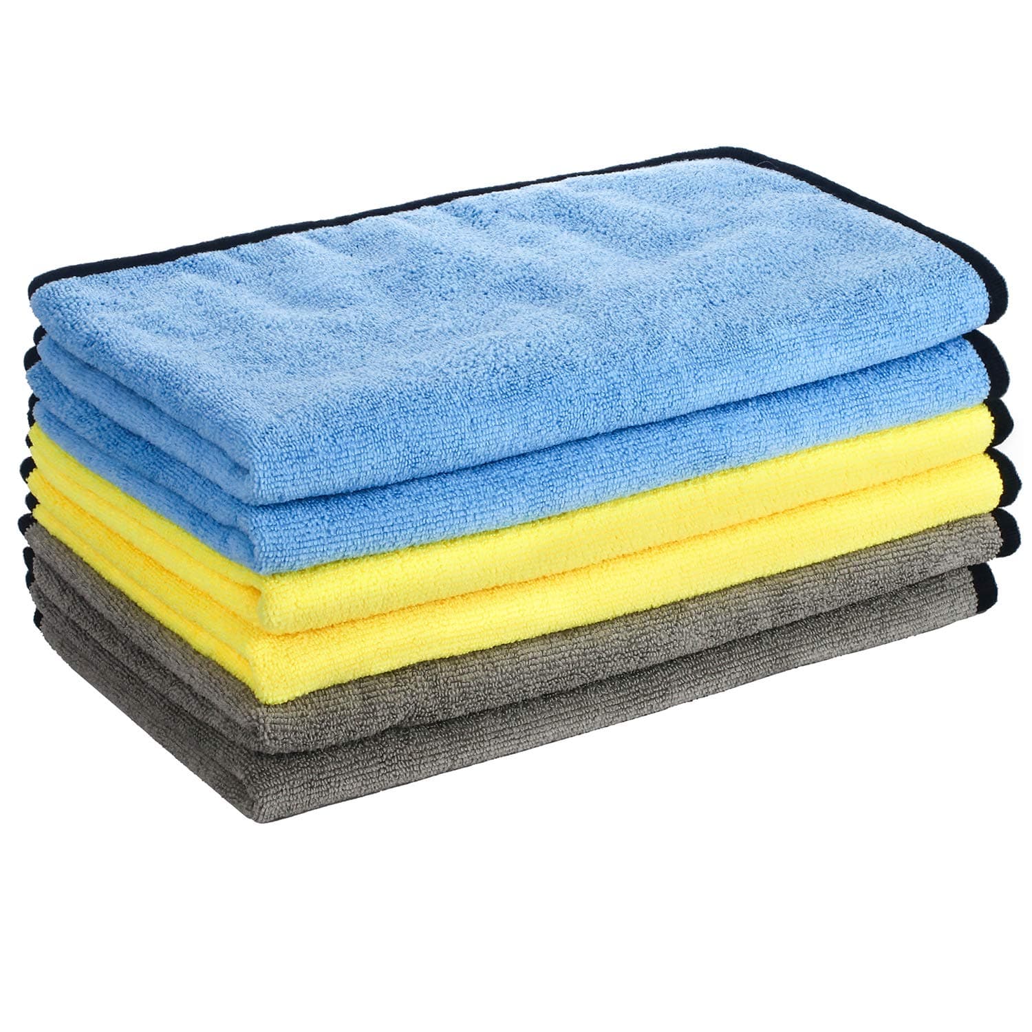 Microfibre Car Cleaning Cloths, 16'' x 24'' Large Microfibre Car Cloth Double-Side Plush & Super Absorbent Cars Cleaning Towel for Home Polishing Washing and Detailing (6 Pack)