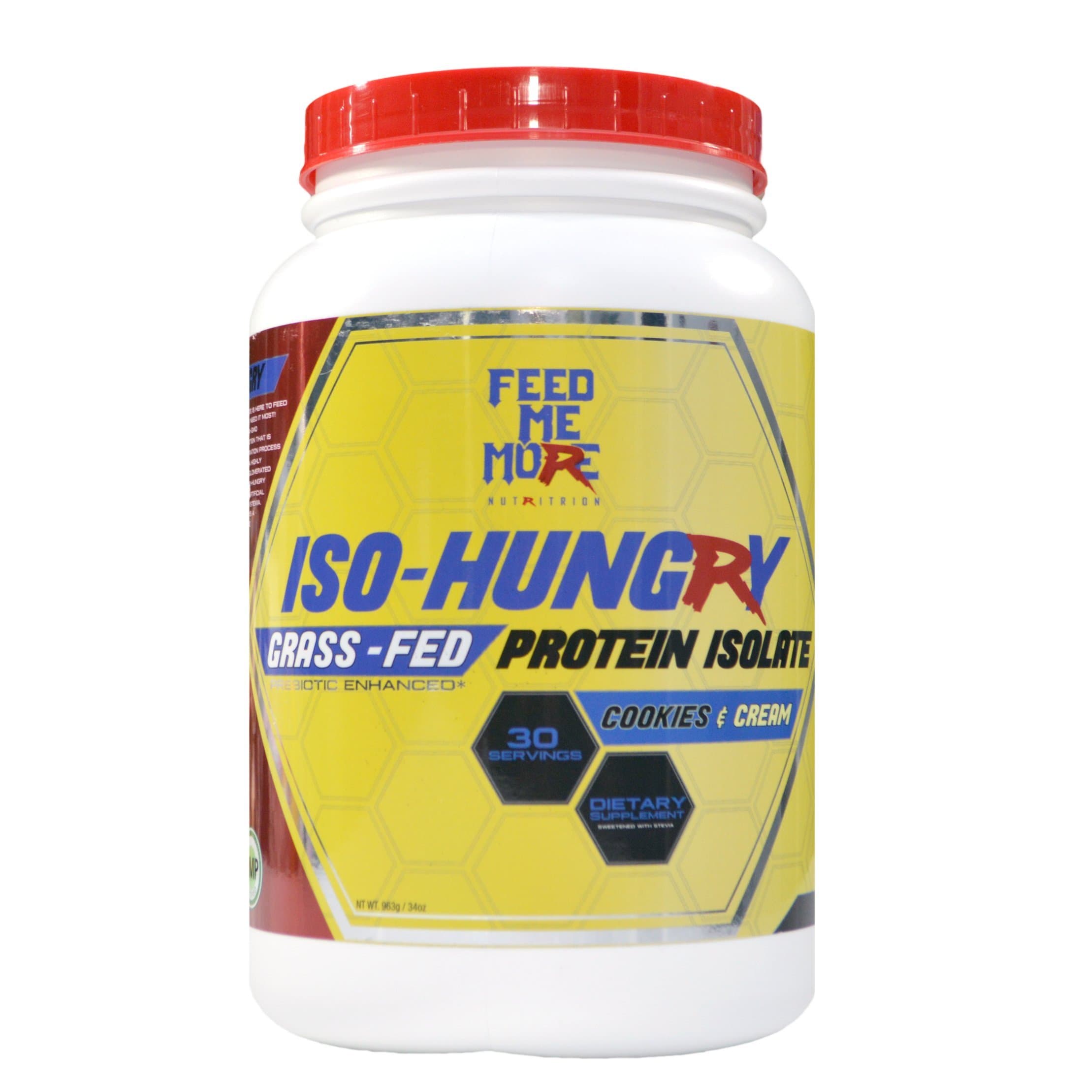 ISO-Hungry #1 Natural Grass Fed Stevia Whey Protein Powder Great Tasting (Cookies n Cream, 2lb)