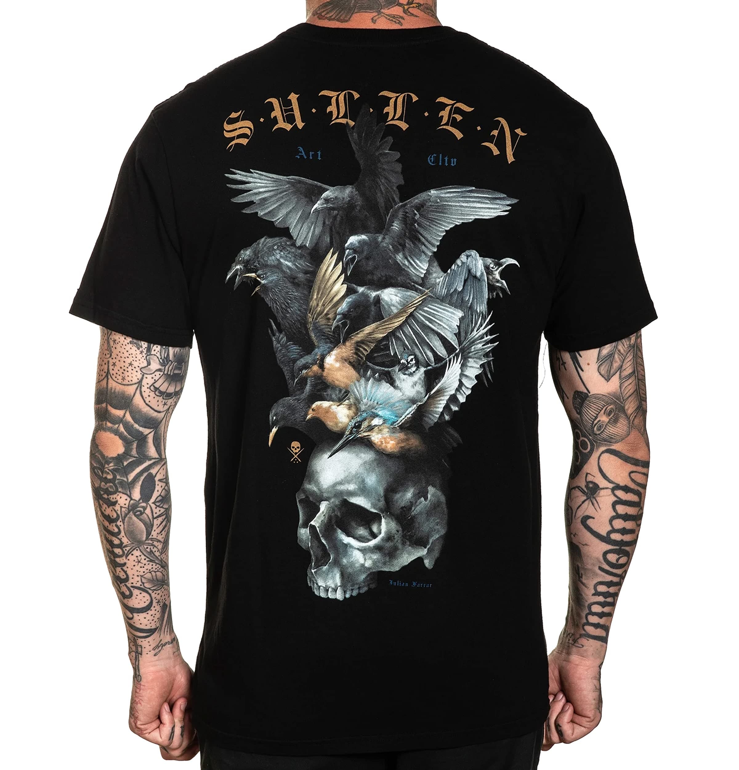 Sullen Flock Short Sleeve Premium Fit Vintage Tattoo Skull Graphic T-Shirt for Men