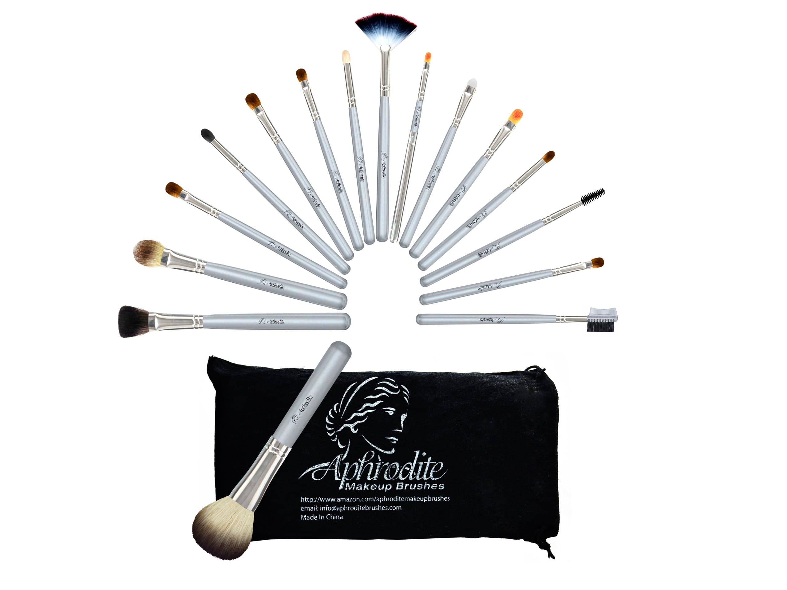 Makeup Brush Set-Silver 16 Piece With Black Case-Look Flawless and Attract Attention With The Best Professional Cosmetic Kit-Fashionable Design-Imagine How Great You'll Look After Using This Natural Hair Brush Set-Unlock Your Hidden Beauty Today!