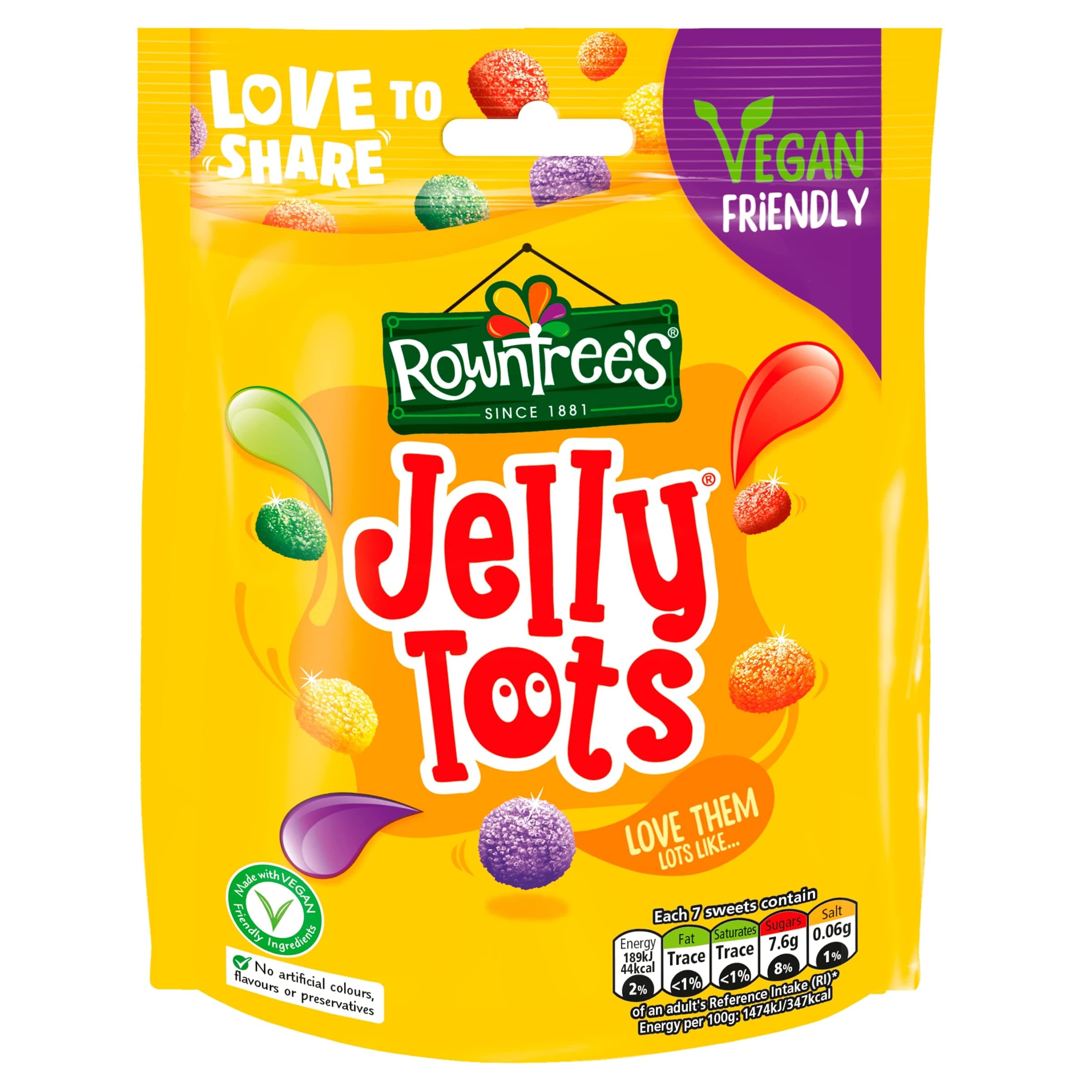 Original Rowntrees Jelly Tots Sweets Bag Pouch Imported From The UK England-Rowntrees Jelly Tots, 150 g