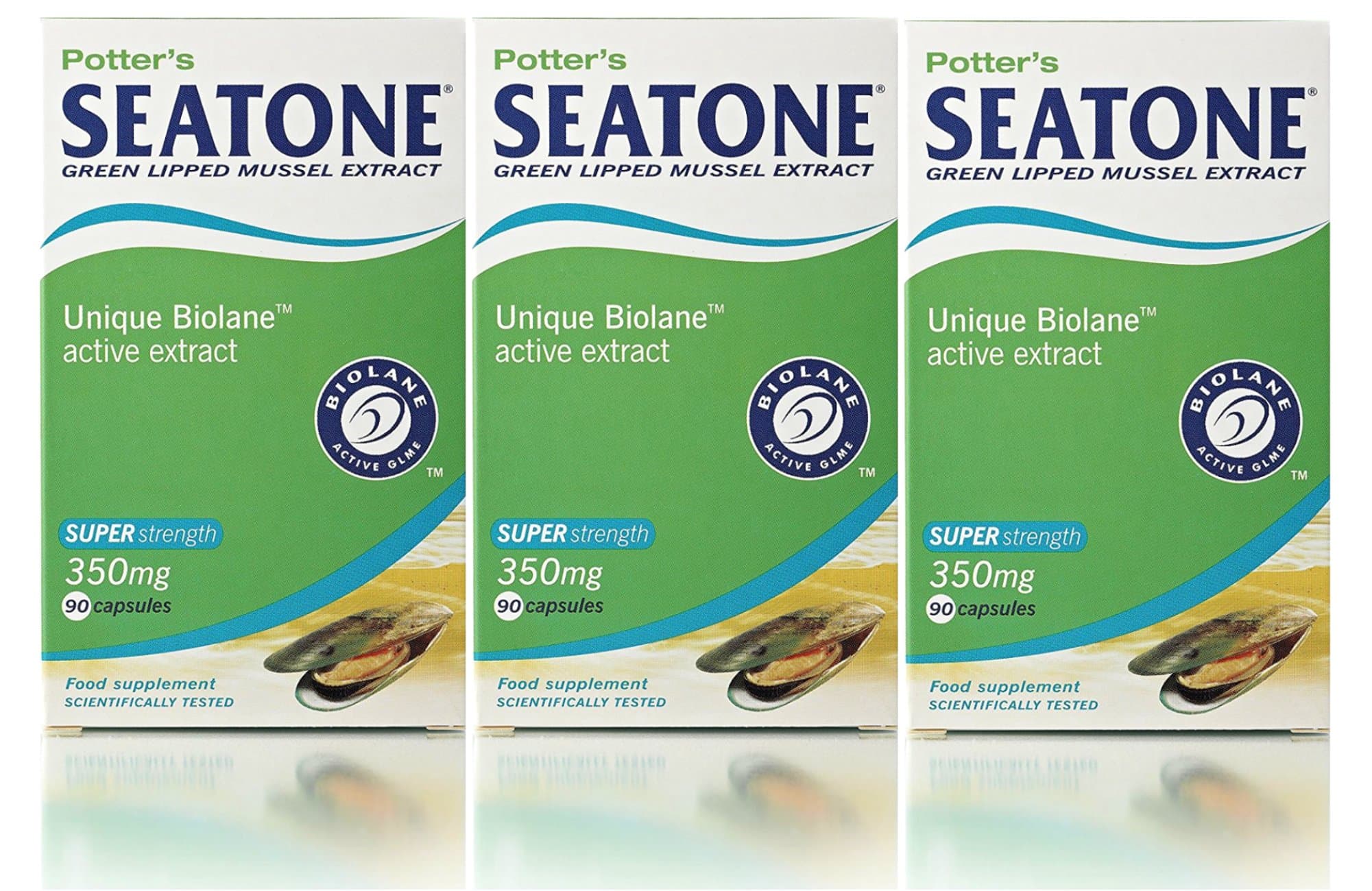THREE PACKS of Seatone Super Strength 350Mg Capsules 90s