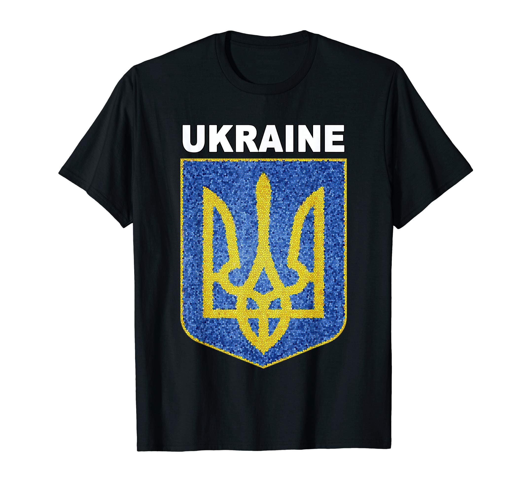 Ukraine Heritage Deluxe Bead-look Expat Crest T-shirt