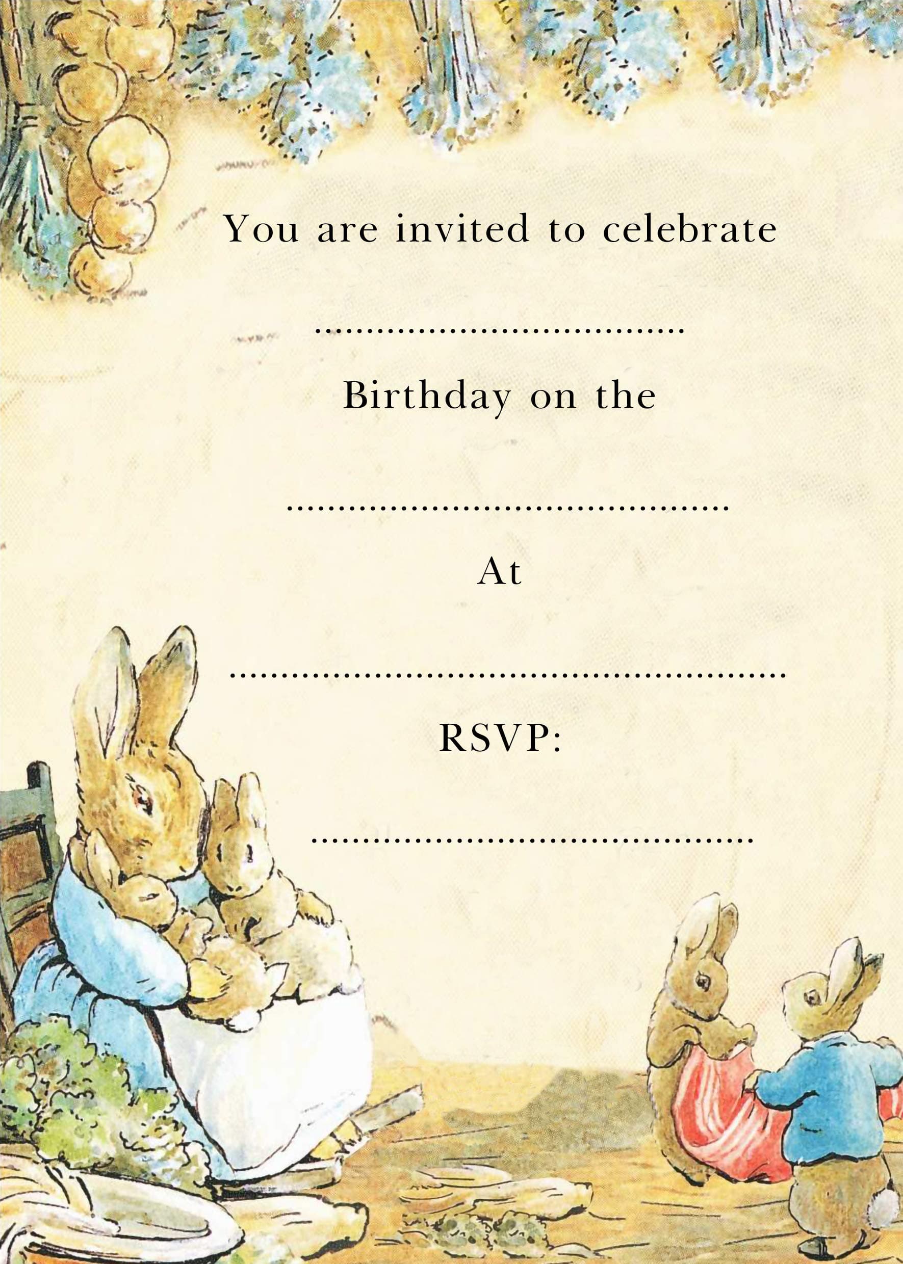Roystone Print Works 20 x Peter Rabbit Boys Girls Birthday party invitations invites fun