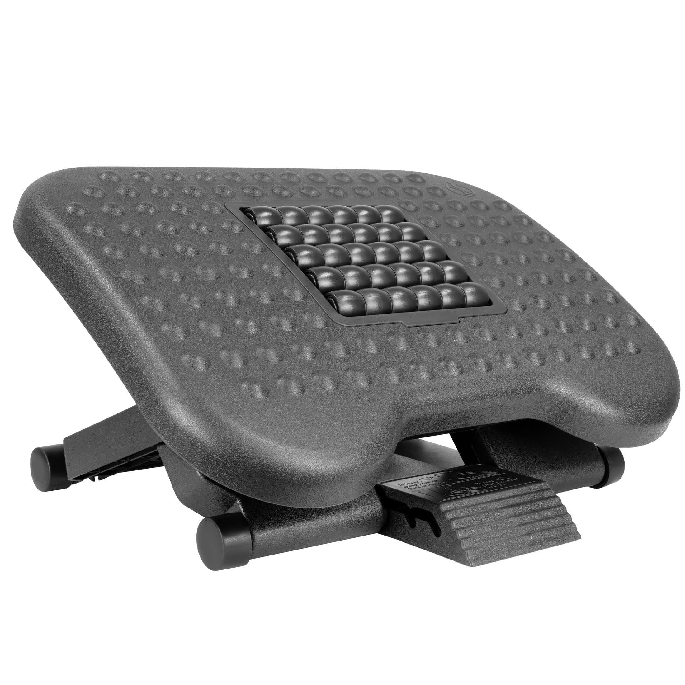 Mount-It! Ergonomic Under Desk Footrest with Massage Rollers, Adjustable Height & 30° Tilt Foot Rest Under Desk (4.25"–6.75"), Office Foot Stool with Non Slip Surface