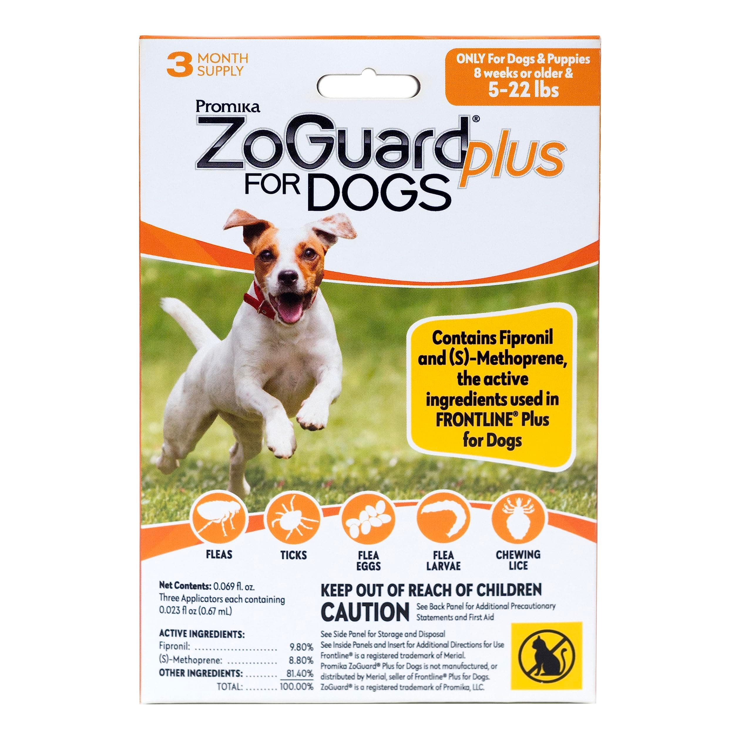 ZoGuardPlus Flea and Tick Prevention for Small Dogs - Flea and Tick Prevention for Dogs 5-22lbs (3 Doses)