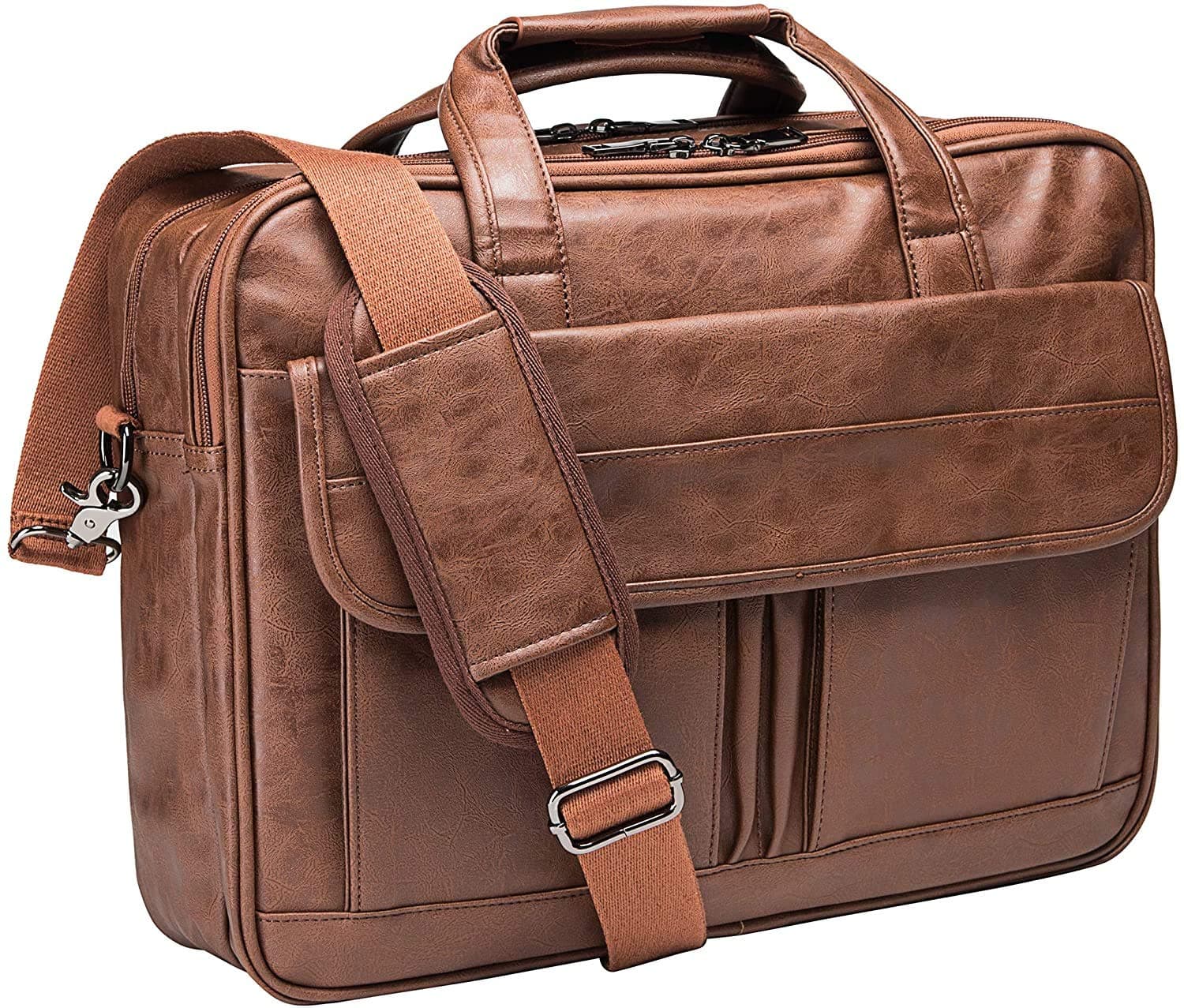 Men's Business Travel Briefcase Leather Handmade Messenger Bags Laptop Bag