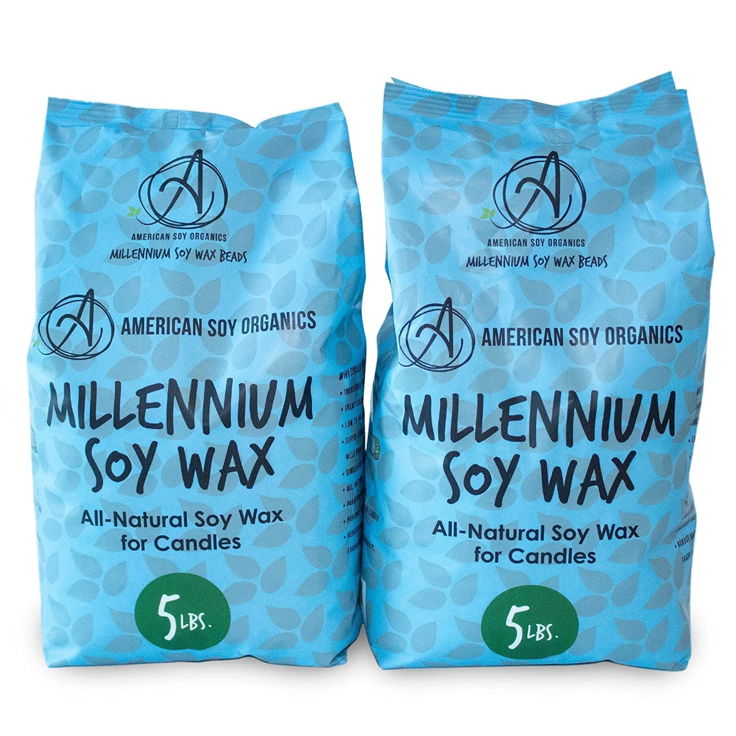 American Soy Organics Millennium Soy Beads for Candle Making - Natural Supplies - Paraffin-Free, Beeswax-Free Candle Wax for Container Candles, Tealights and Wax Melts, 10 lbs