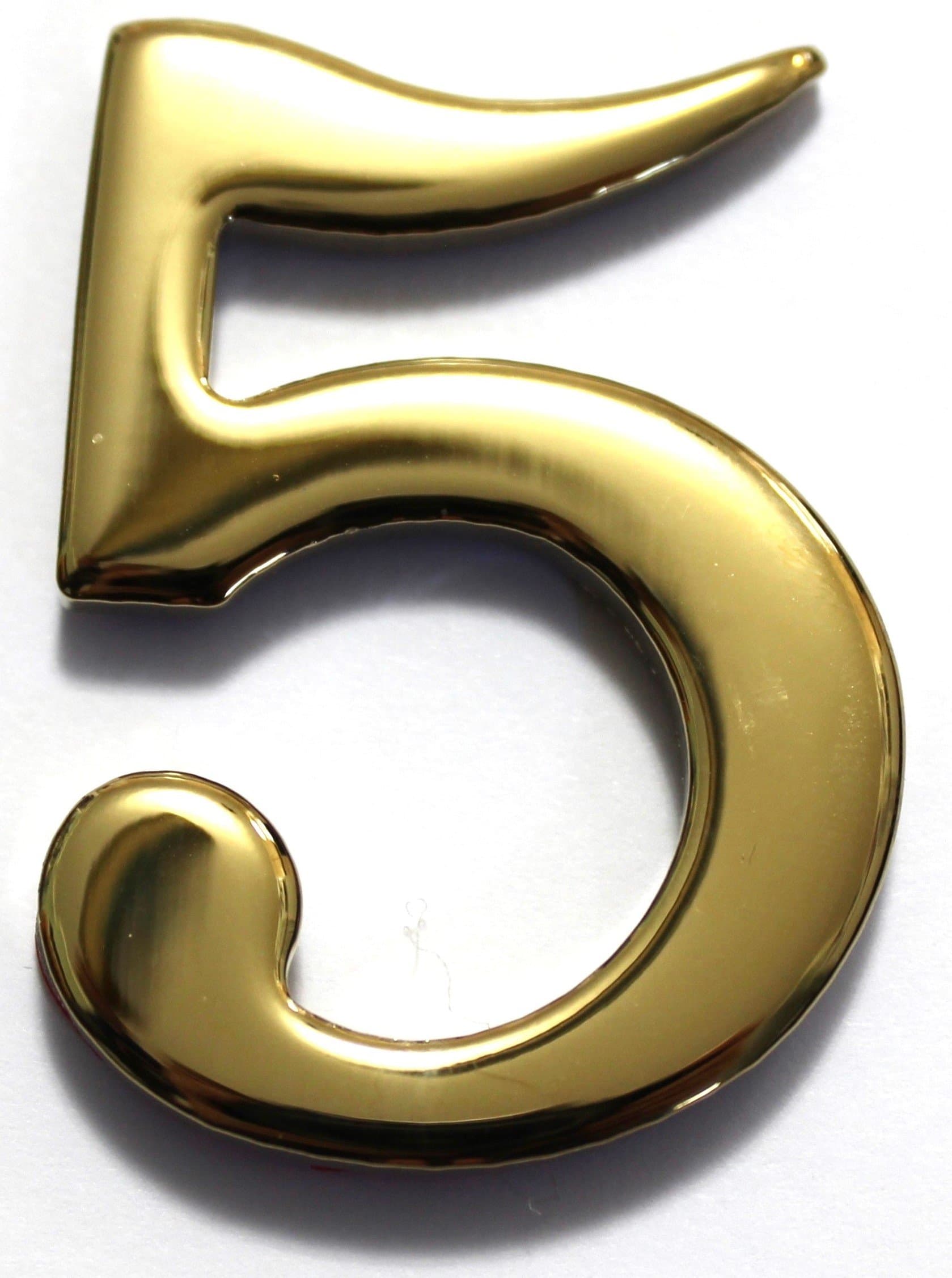 2" Solid Brass Mailbox Number #5 / Better Box Mailboxes Two Inch Tall Numbers with 3M Peel and Stick Auto Grade Adhesive - Clear Coat Sealed Weatherproof BN5