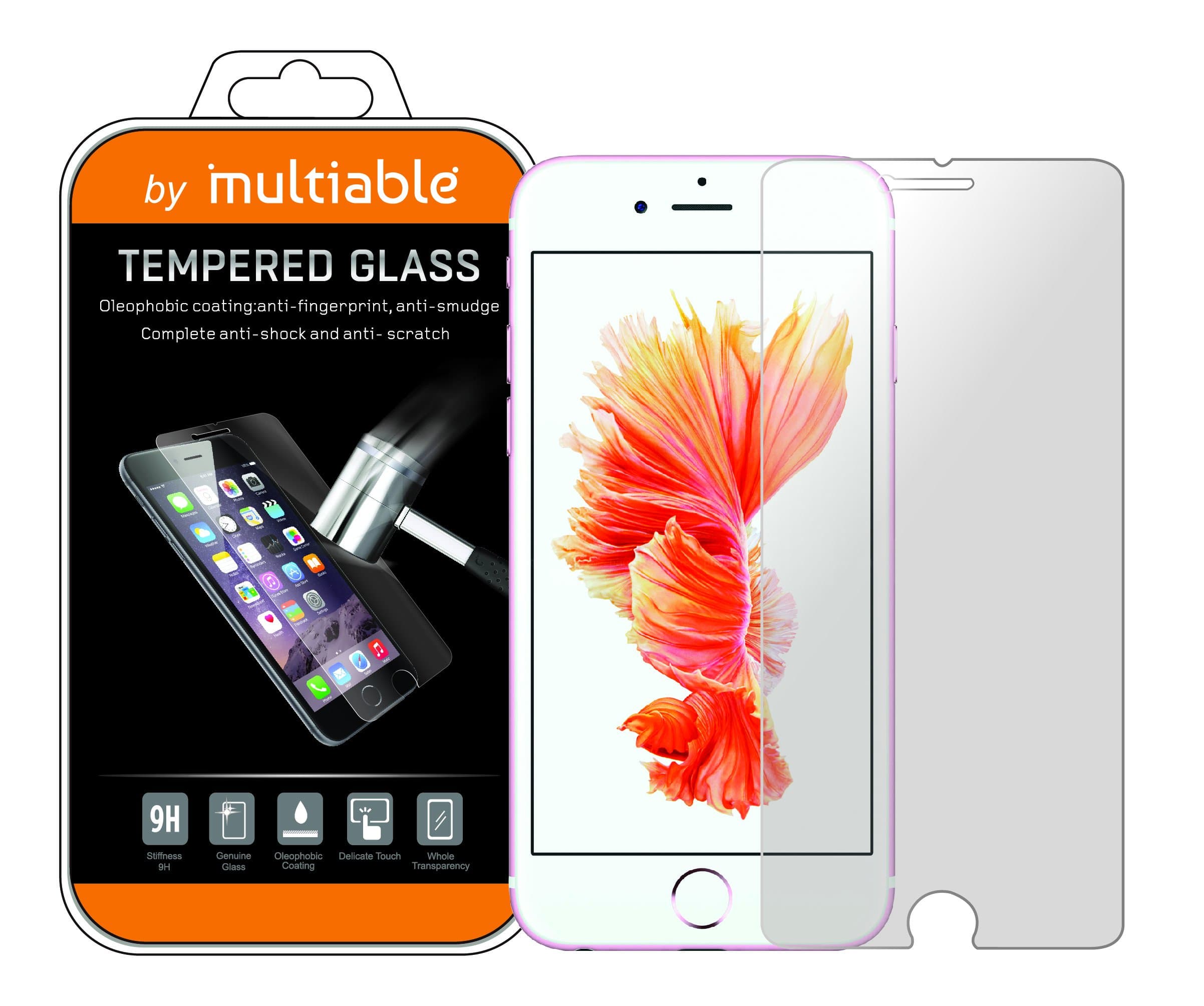 iPhone 6 Plus /6S Plus Screen Protector 9H Tempered Glass Screen Protector by Multiable - Super Hard, Ultra-Thin, Anti-Glare, Anti-Smudge, Anti-Blast, Highly Responsive, Bubble Free