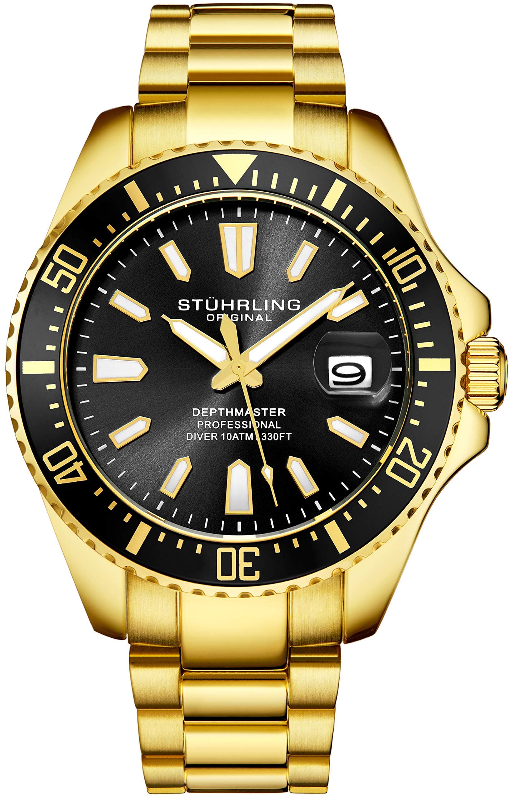 Stuhrling Original Men's Watches Dive Watch 42MM Stainless Steel Bracelet Water Resistant to 330 FT