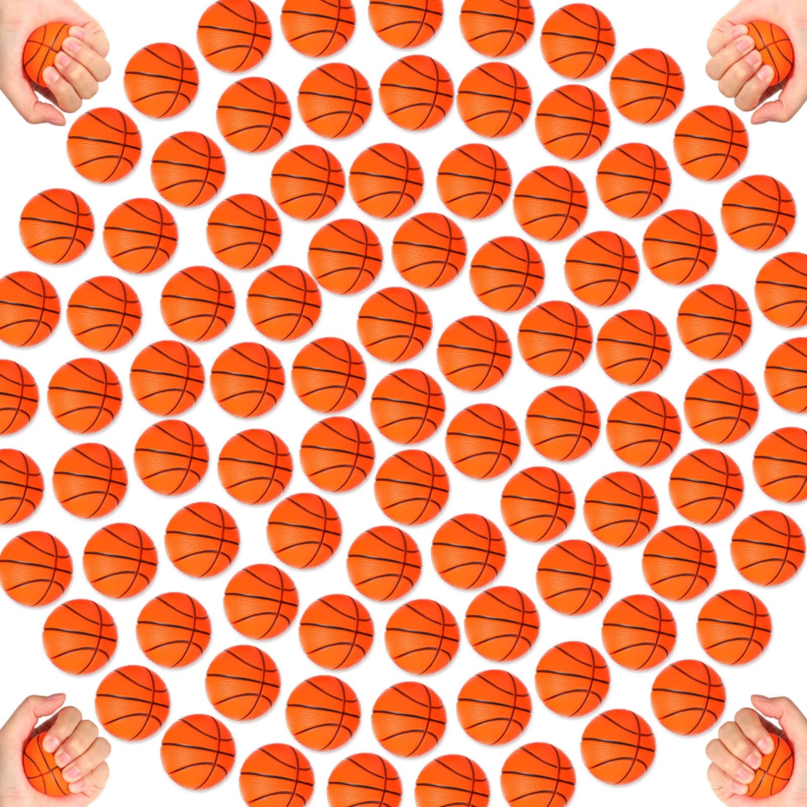 Leitee 120 Pcs Mini Basketball Soft Foam Stress Balls Small Squeeze Basketball Toys 1.6 inch Bouncy Ball for Anxiety Stress Relief Party Favor Decoration School Reward Present Game