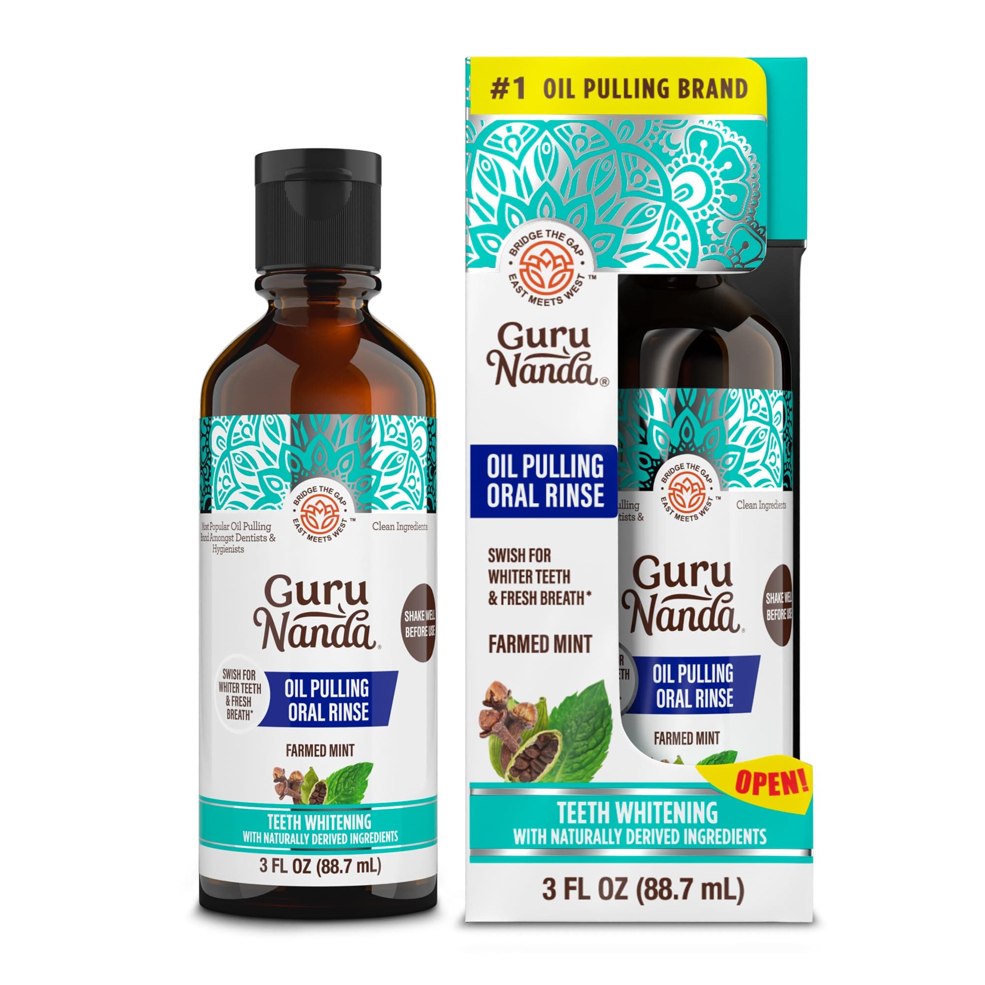 Travel Size CocoMint Oil Pulling Mouthwash, 7 Essential Oils & Vitamins, Promotes Fresh Breath & Happy Gums, No Alcohol & Fluoride, 3 oz