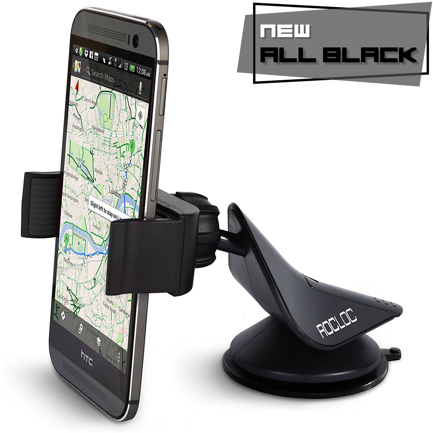 Car Phone Holder by ROCLOC [THE ORIGINAL] | Universal Smartphone Mount | Windshield Dashboard | Single Hand Operation, 360 Rotation Grip for all Latest Mobile Including iPhone X 7 7plus 6 6s 6Plus 5 5S 4 4S, iPod, Samsung Galaxy S8 S7 S6 Edge Plus S5 S4 S3 Note, HTC One M8 M9