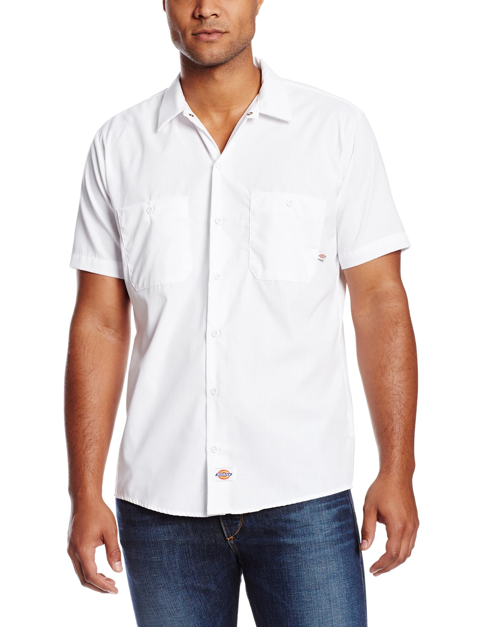 Dickies Occupational Workwear LS535WH M Polyester/Cotton Men's Short Sleeve Industrial Work Shirt, Medium, White