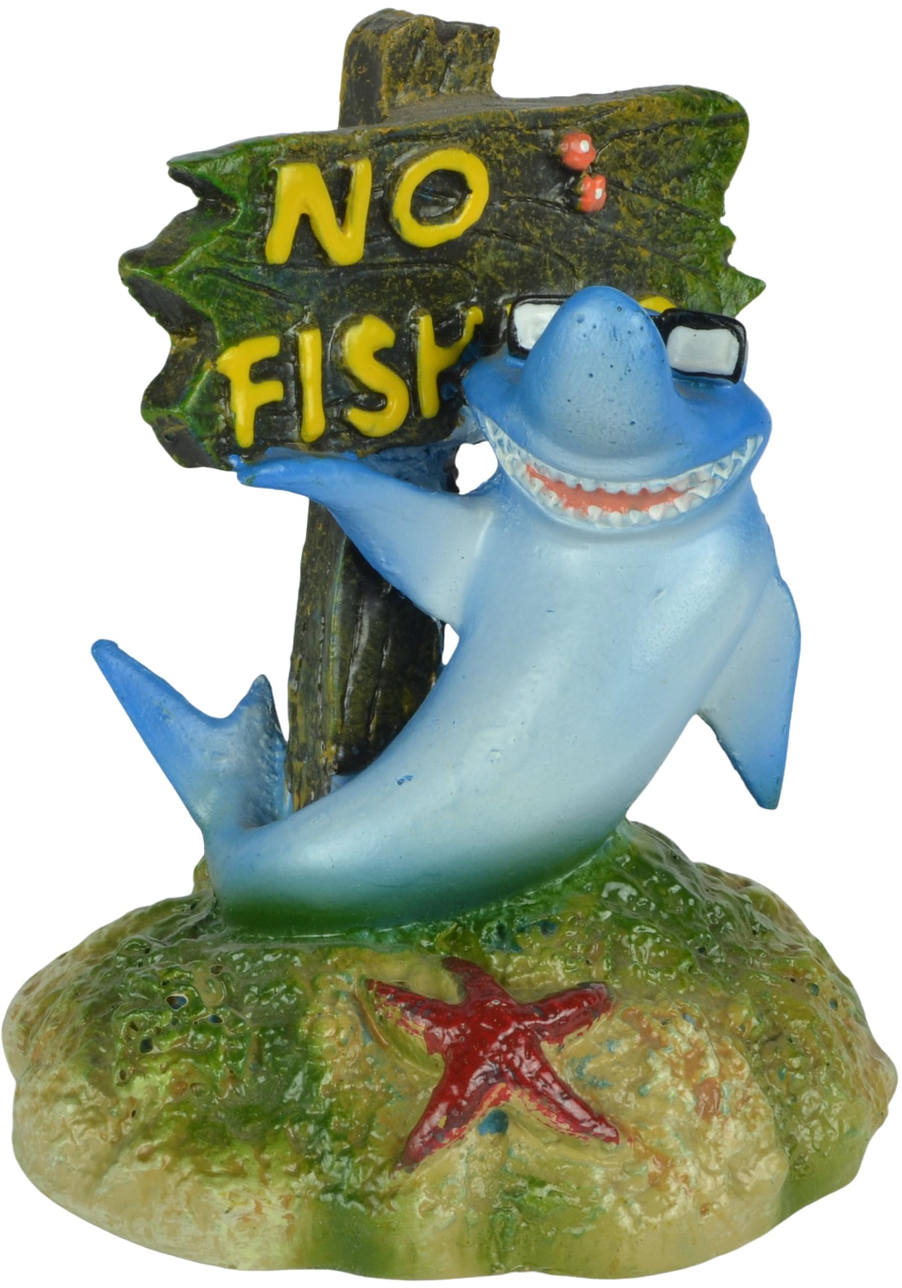 Supa No Fishing Sign, Shark Aquarium/Fish Tank Ornament | Realistic Detail | Approx. 6.5cm(L) x 7cm(W) x 8.5cm(H)