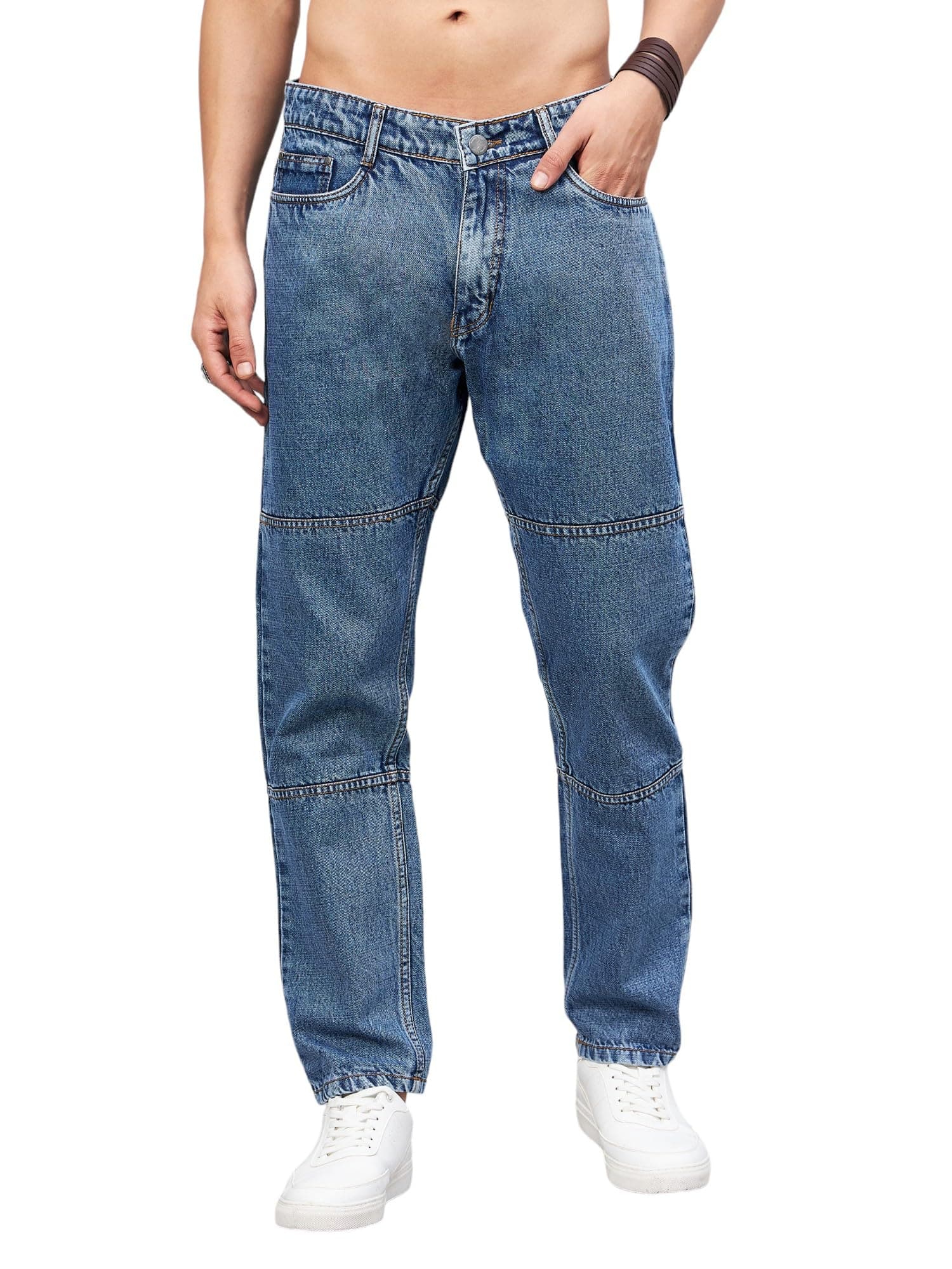 STUDIO NEXXMen's Baggy Fit Non Stretchable Jeans