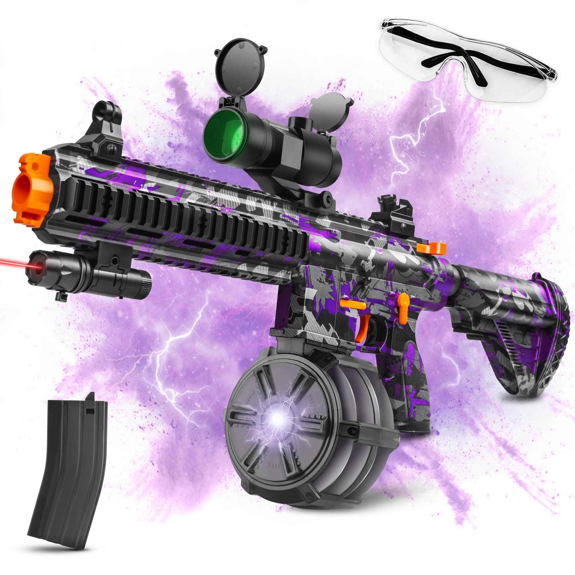 Large Gel Splatter Blaster for Orbeez with Goggles Suitable for Backyard Fun and Outdoor Team Shooting Games, Over 18+,Black Purple