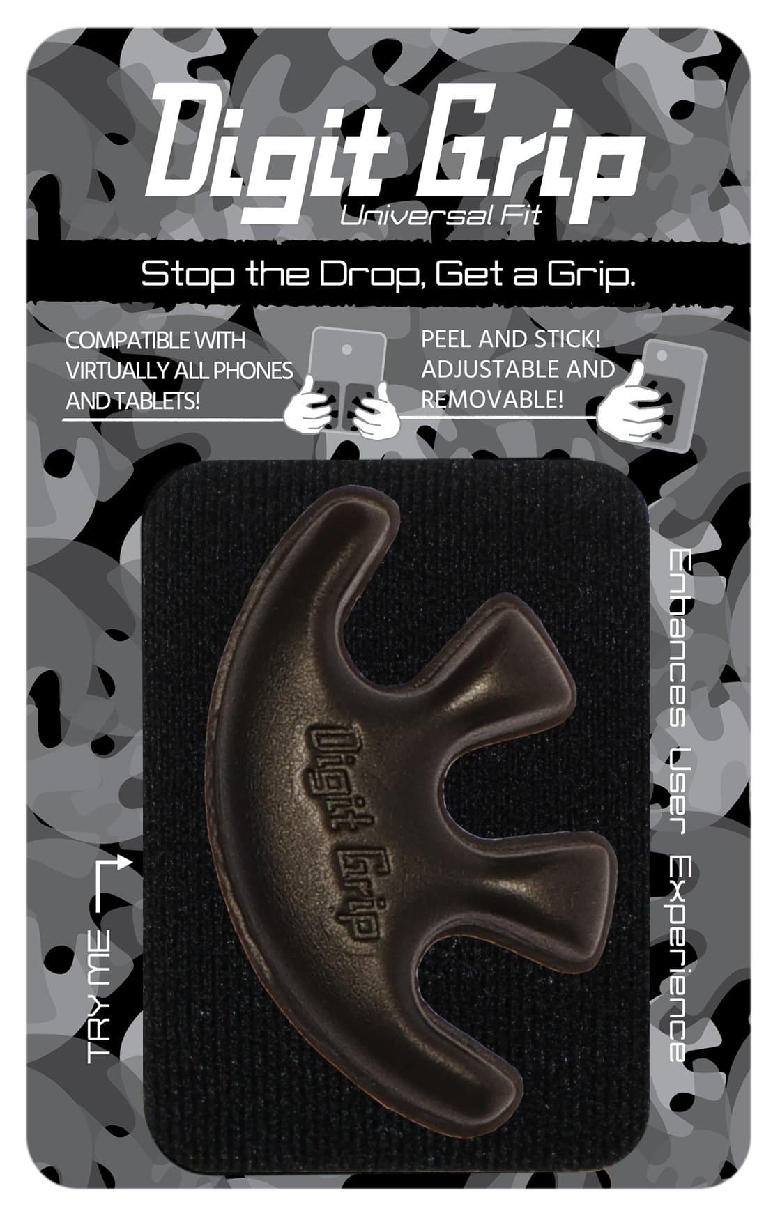 Digit Grip™ -Phone Grip -Cell Phone Holder for Hand-Ergonomic & Comfortable Phone Finger Holder -Cell Phone Grip for Most Smartphones, Phone Case, Tablets Accessory (Black) (Black)