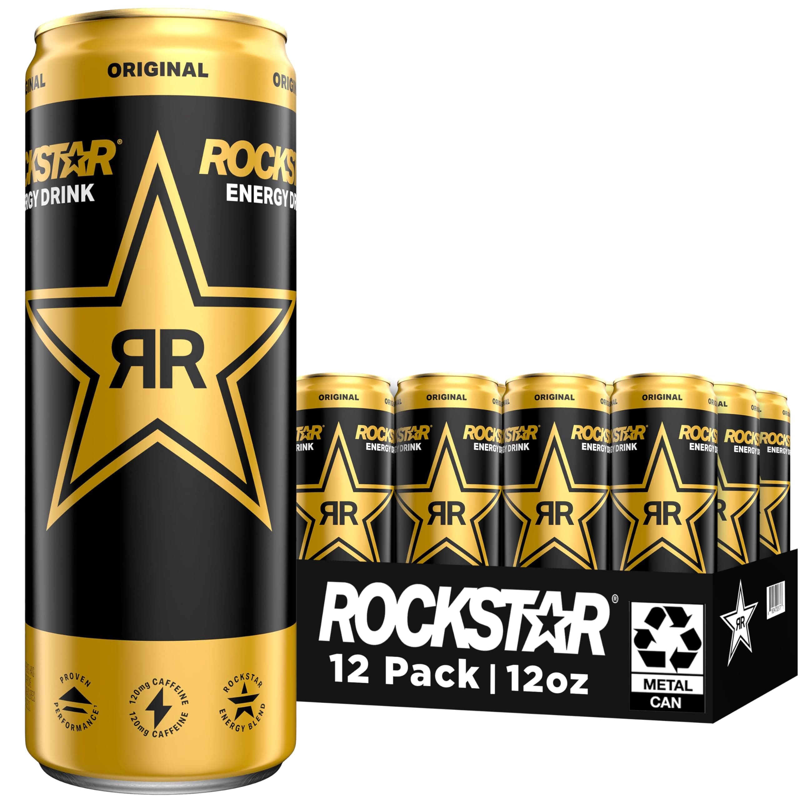 Rockstar Energy Drink, Original, 12oz Sleek Cans (8 Pack)