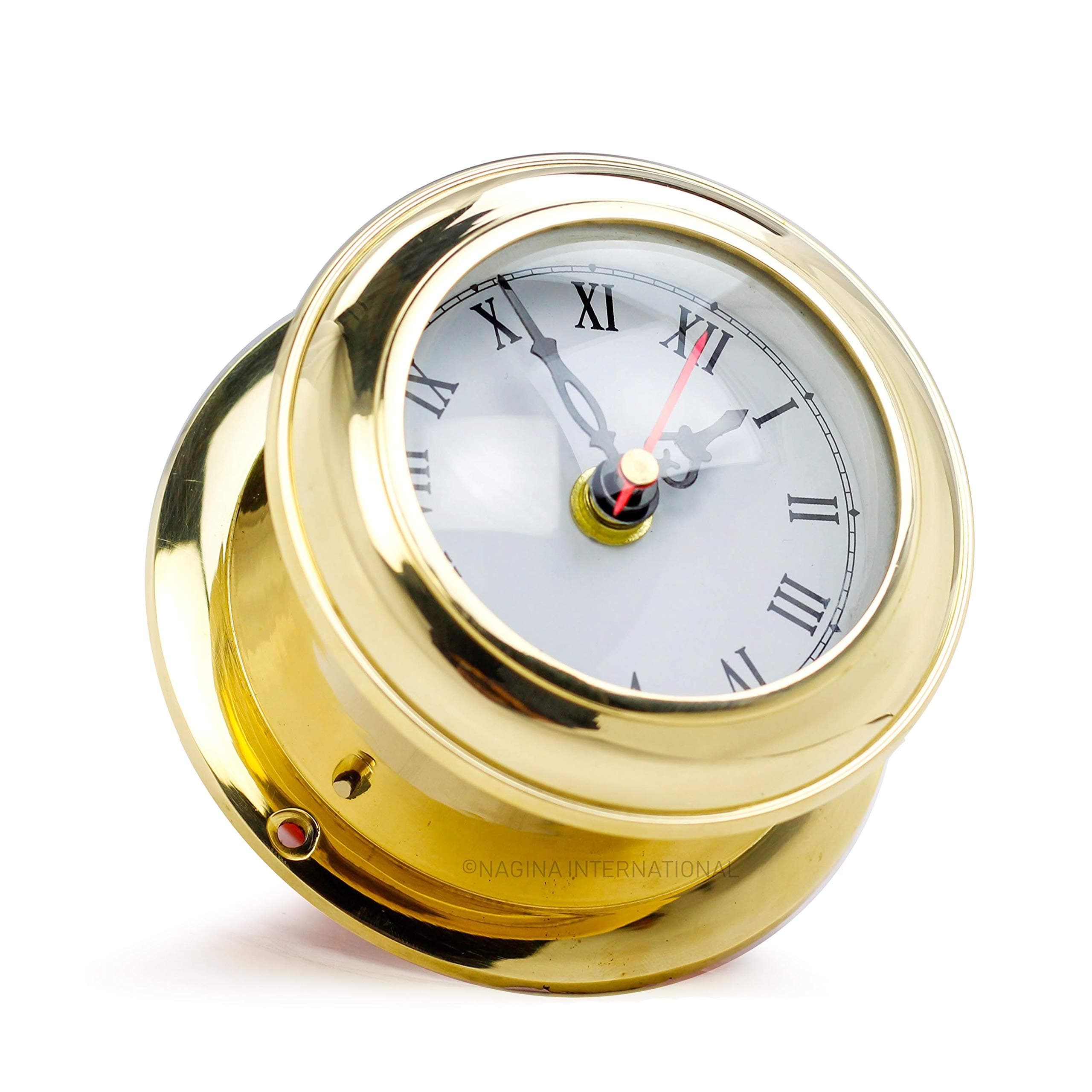 Solid Brass Ships Clock Maritime Gimbals Ship's Timekeeper.Nagina International