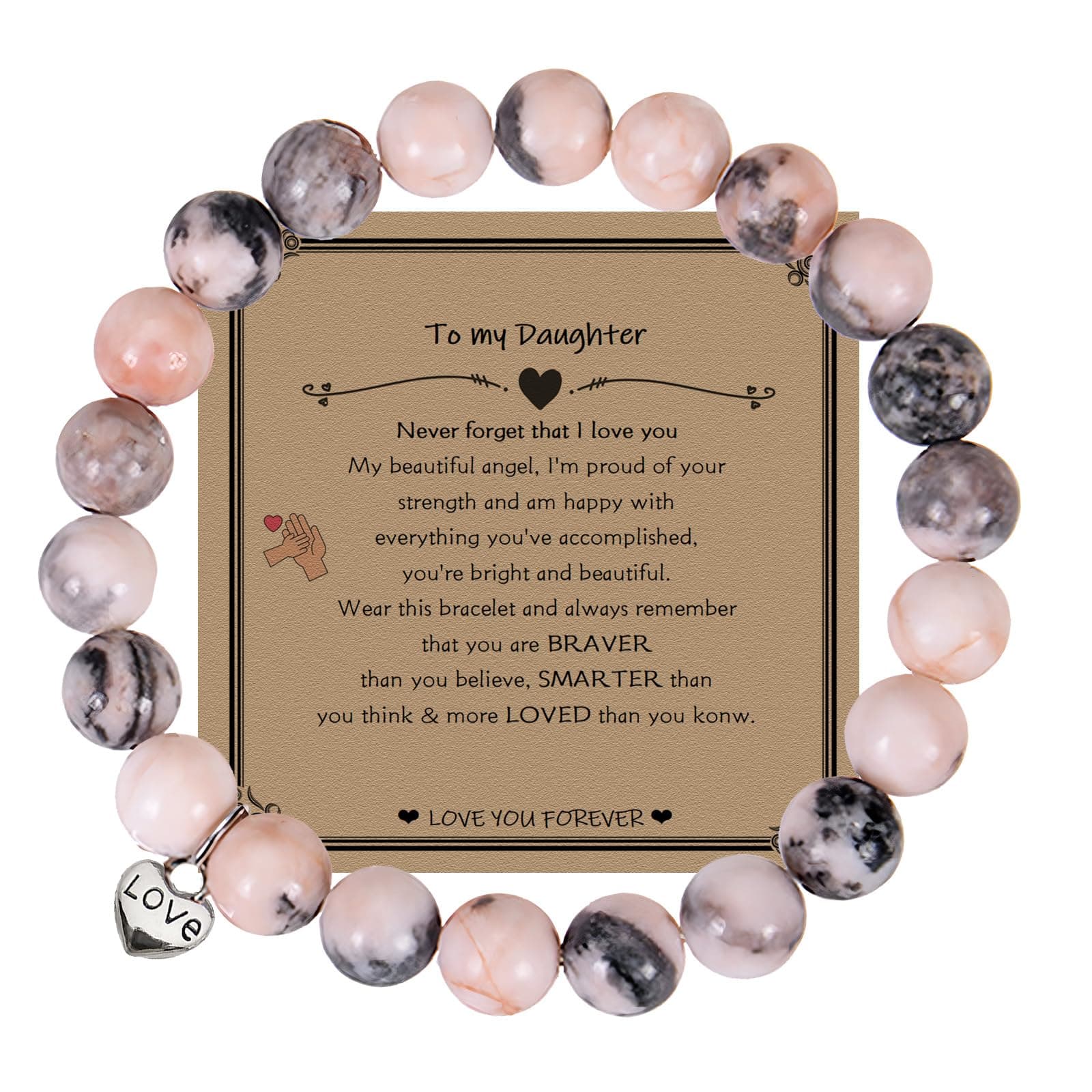 jecxucciTo My Daughter Bracelet, Birthday Back to School Halloween Christmas Gifts for Girls, Initial Bracelets for Teen Girls Women, Jewelry Gifts for Teenage Teen Girls