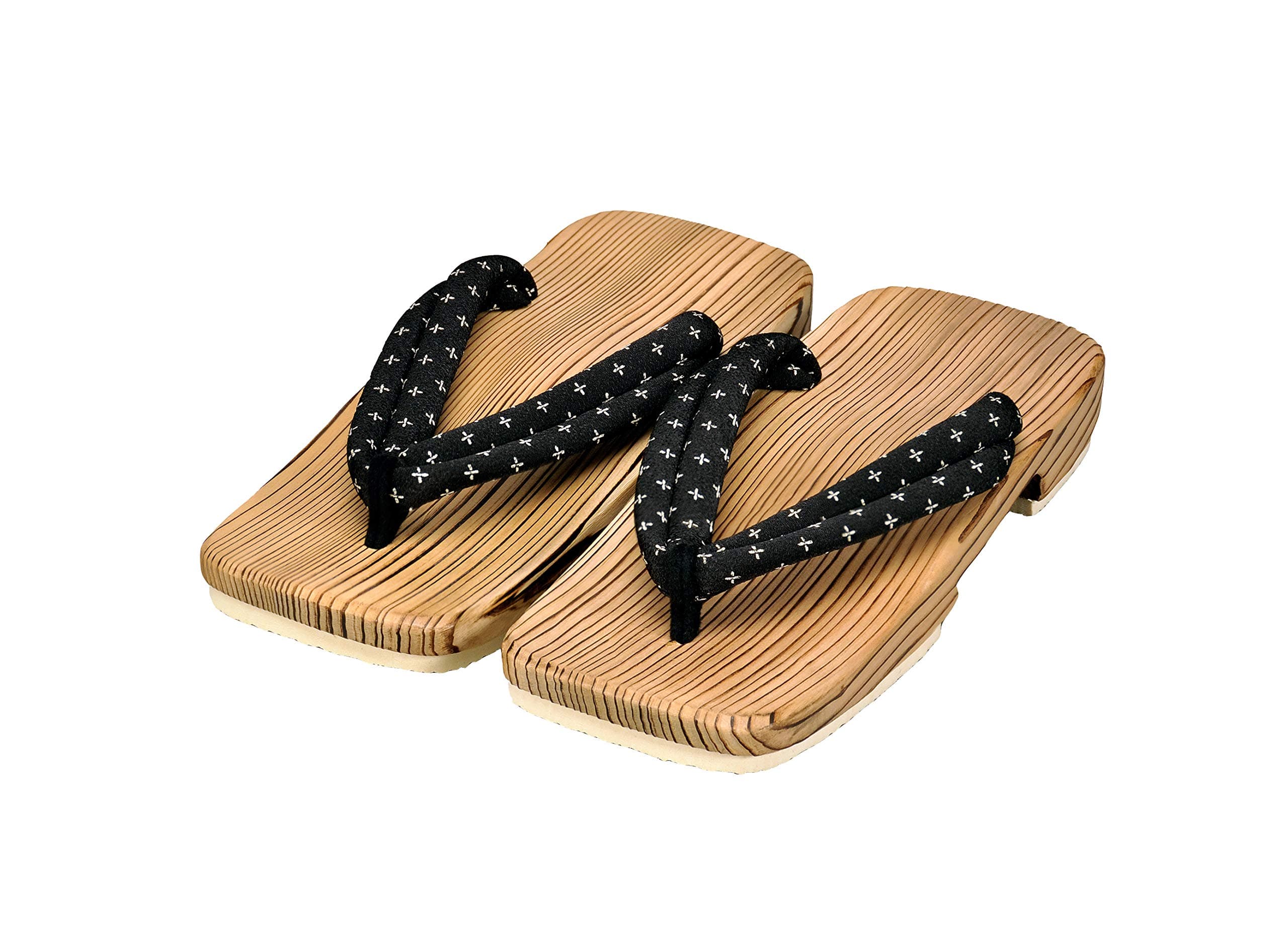 Nezame Japan Hita Sugi Ukon Geta, Men's Baked Kasuri, Kasuri, 7-9 Wide