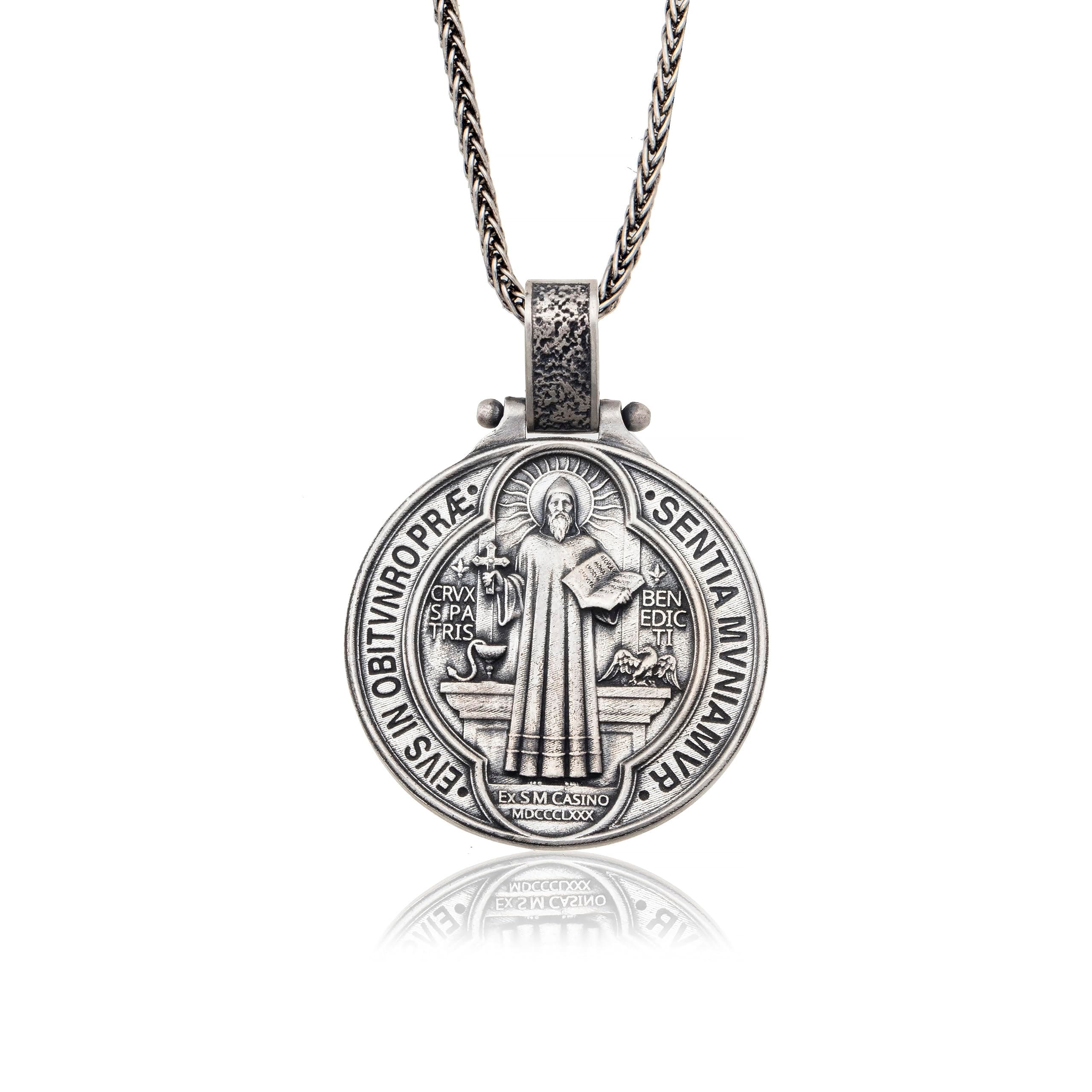 bysilvergates925 Sterling Silver St Christopher Necklace/St Michael Archangel Necklace/St Benedict Medals for Men and Women - Religious Pendant for Men