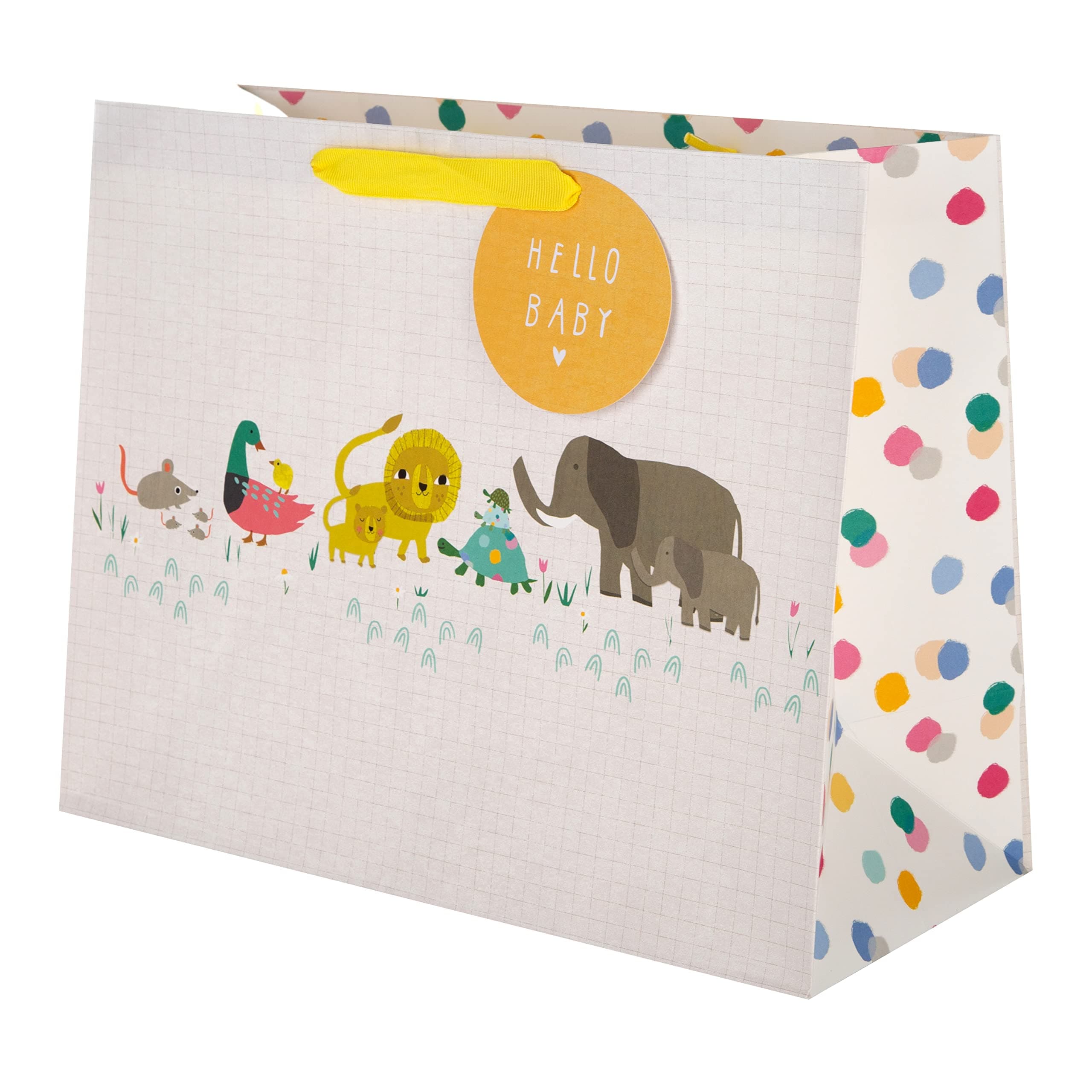 New Baby Large Gift Bag for Boy & Girl, Safari Design with Gift Tag
