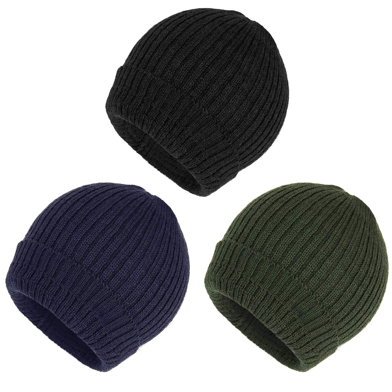 Akmax.cn MT Military Wool Cap Army Knit Watch Cap Marines Soldier Wool Beanie Hat - 3Pack Olive Drab