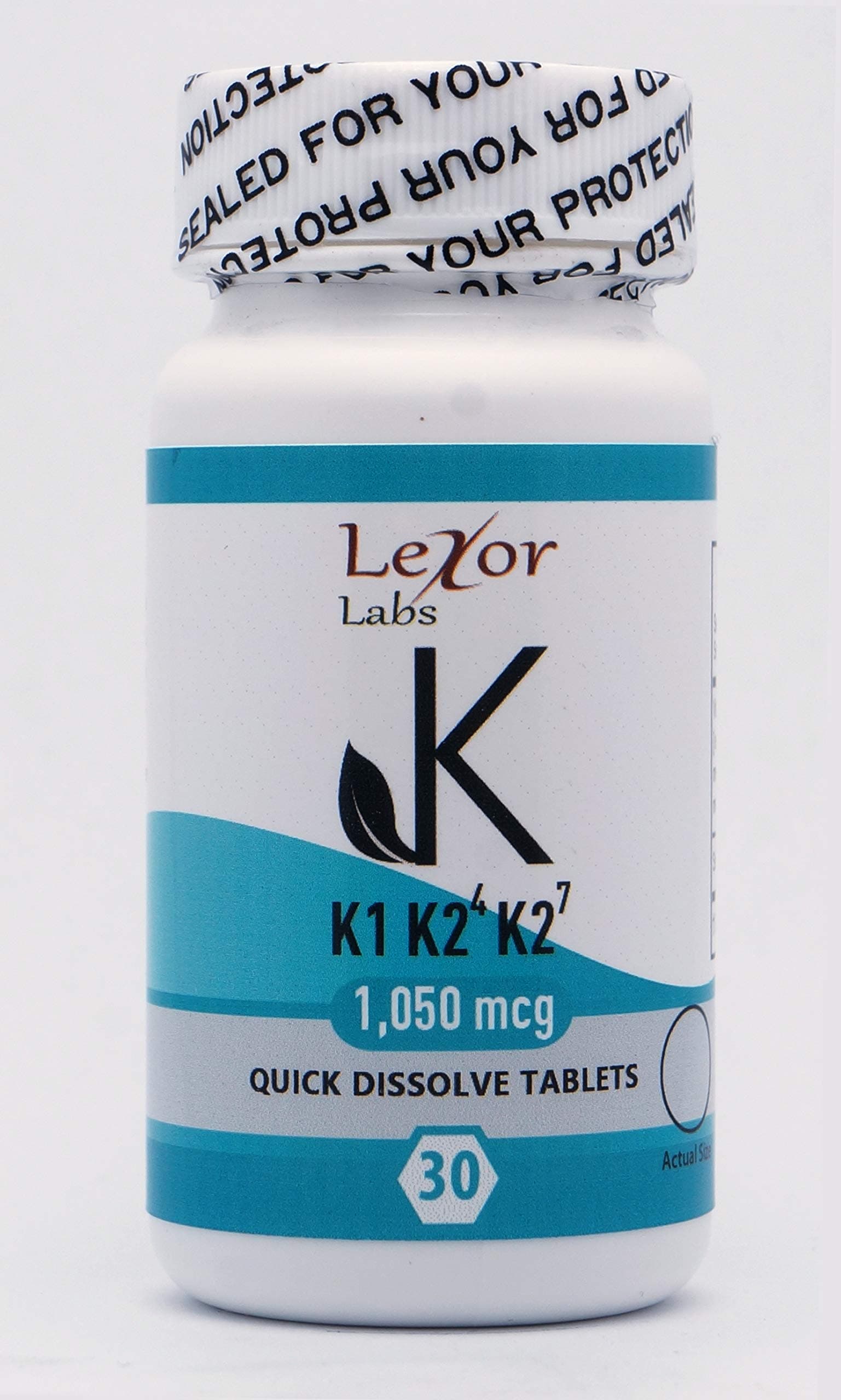 Lexor Labs Advanced Triple K (500mcg K1/500 Mcg K2 Mk4/50mcg K2 Mk7) Full Spectrum Complex Vitamin K Supplement -Quick Dissolve Tablets, 30Count