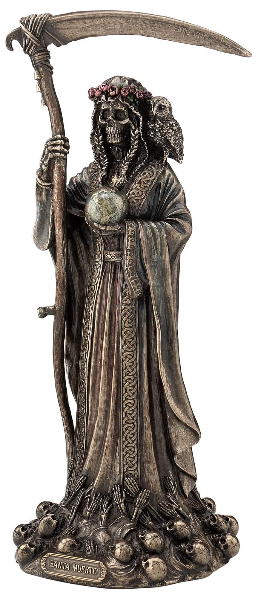 Veronese Design 11 3/8 Inch Santa Muerte Grim Reaper Holy Death Cold Cast Resin Sculpture Bronze Finish