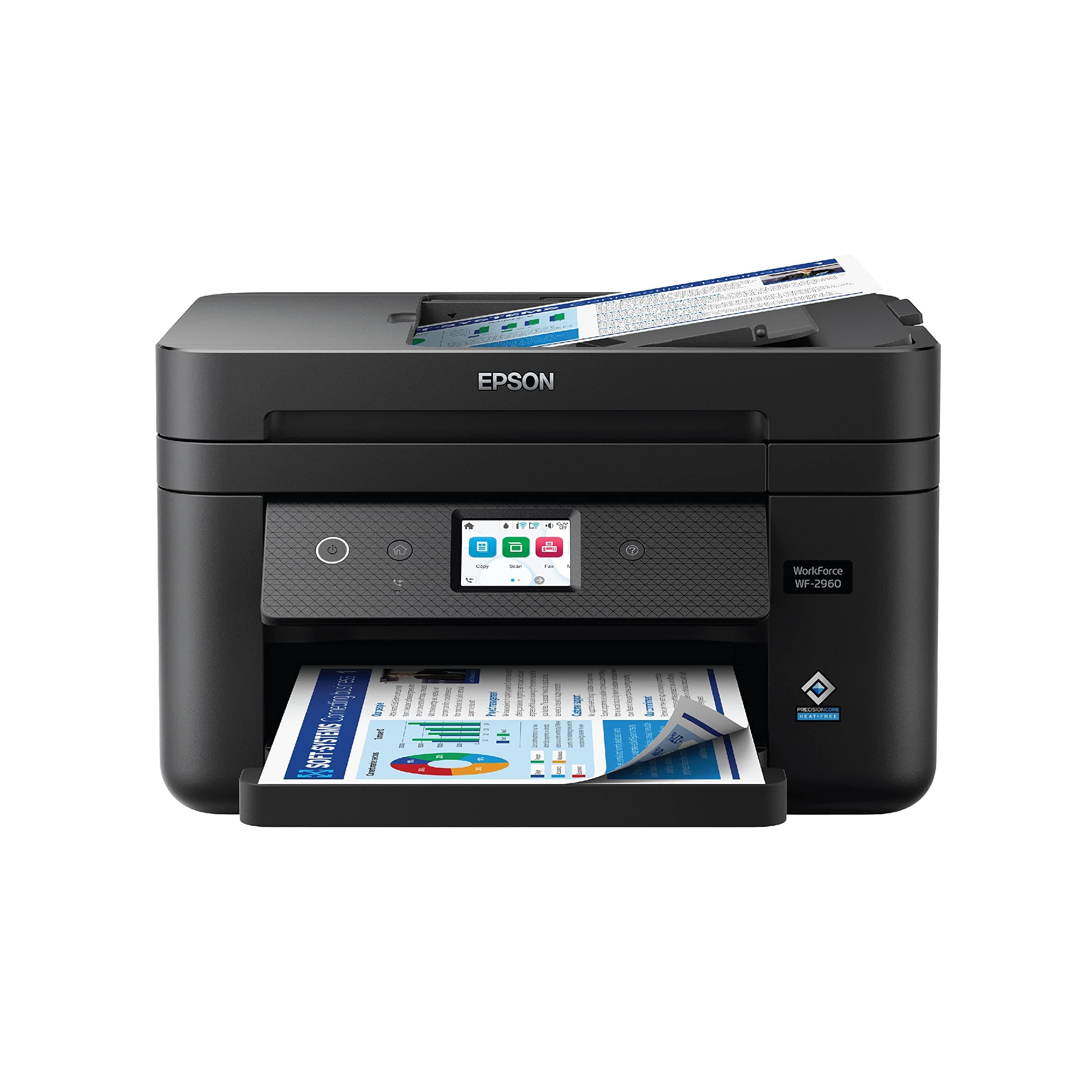 Workforce WF-2960 Wireless All-in-One Printer with Scan, Copy, Fax, Auto Document Feeder, Automatic 2-Sided Printing, 2.4" Touchscreen Display, 150-Sheet Paper Tray and Ethernet,Black