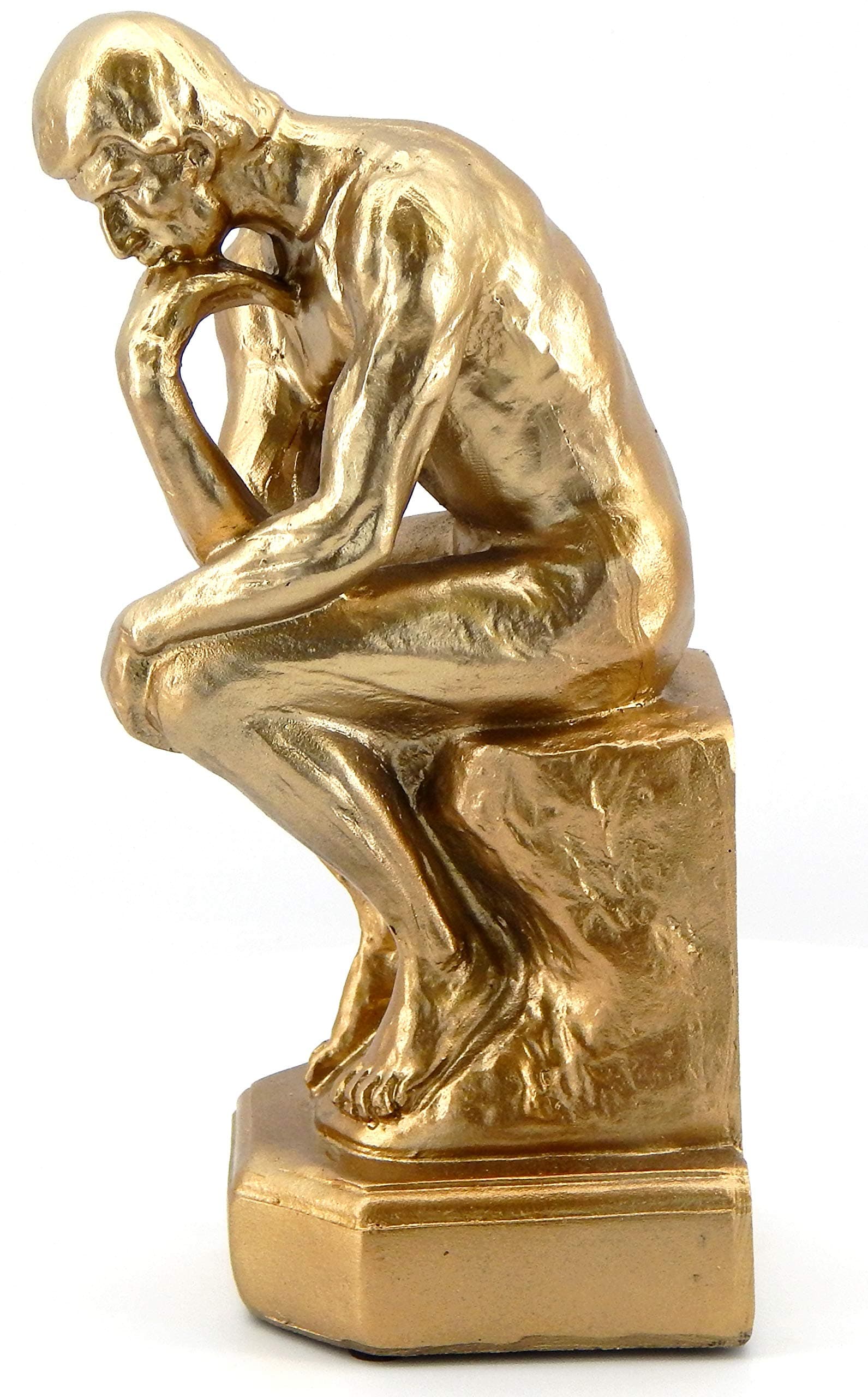 Bellaa 25587 Rodin Thinker Statue Bronze Golden 9 Inch Museum Sculpture Figurine Auguste Paris Fine Art Vintage Replica Office Library Home Decor