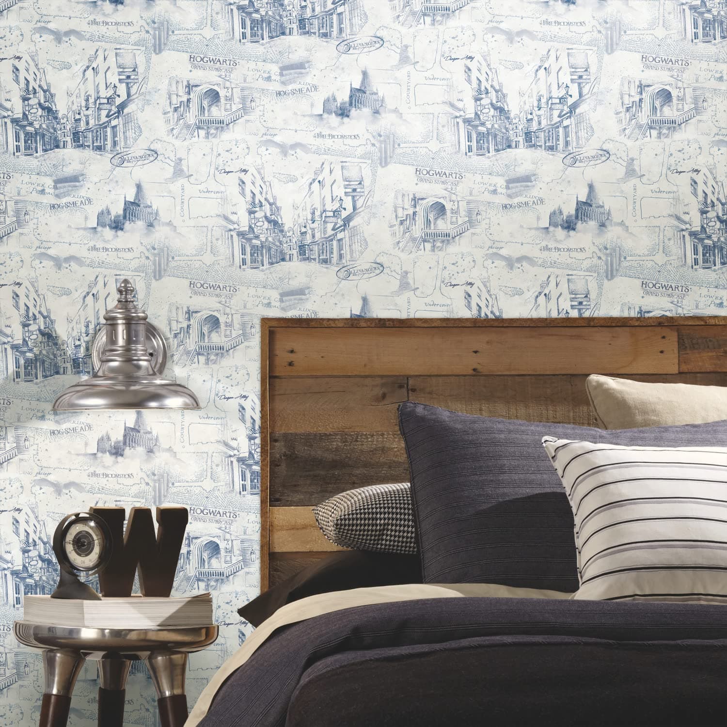 RoomMates RMK12355PL Harry Potter Map Blue Peel and Stick Wallpaper