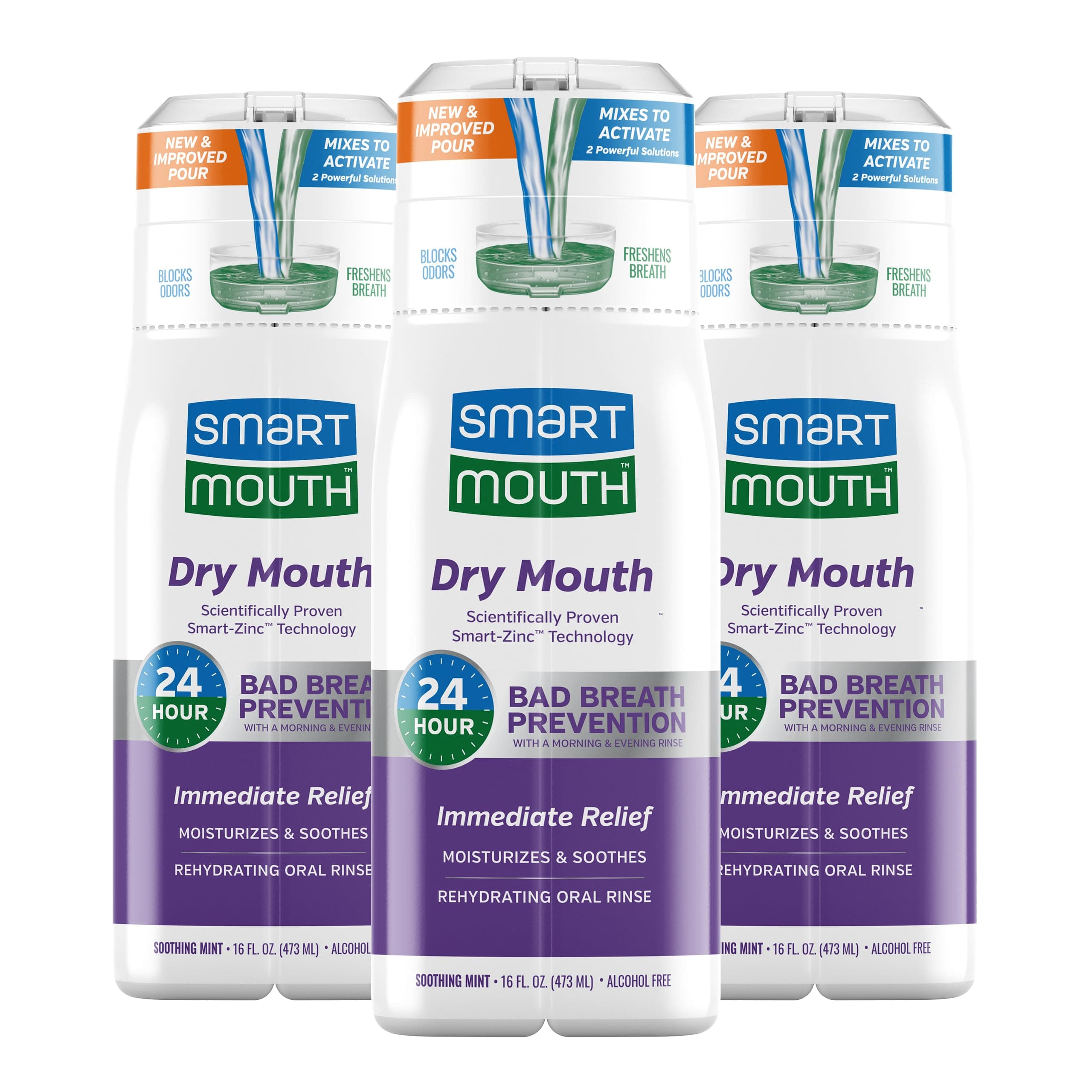 Dry Mouth Activated Rehydrating Mouthwash, 16 fl oz Each, 3 Pack