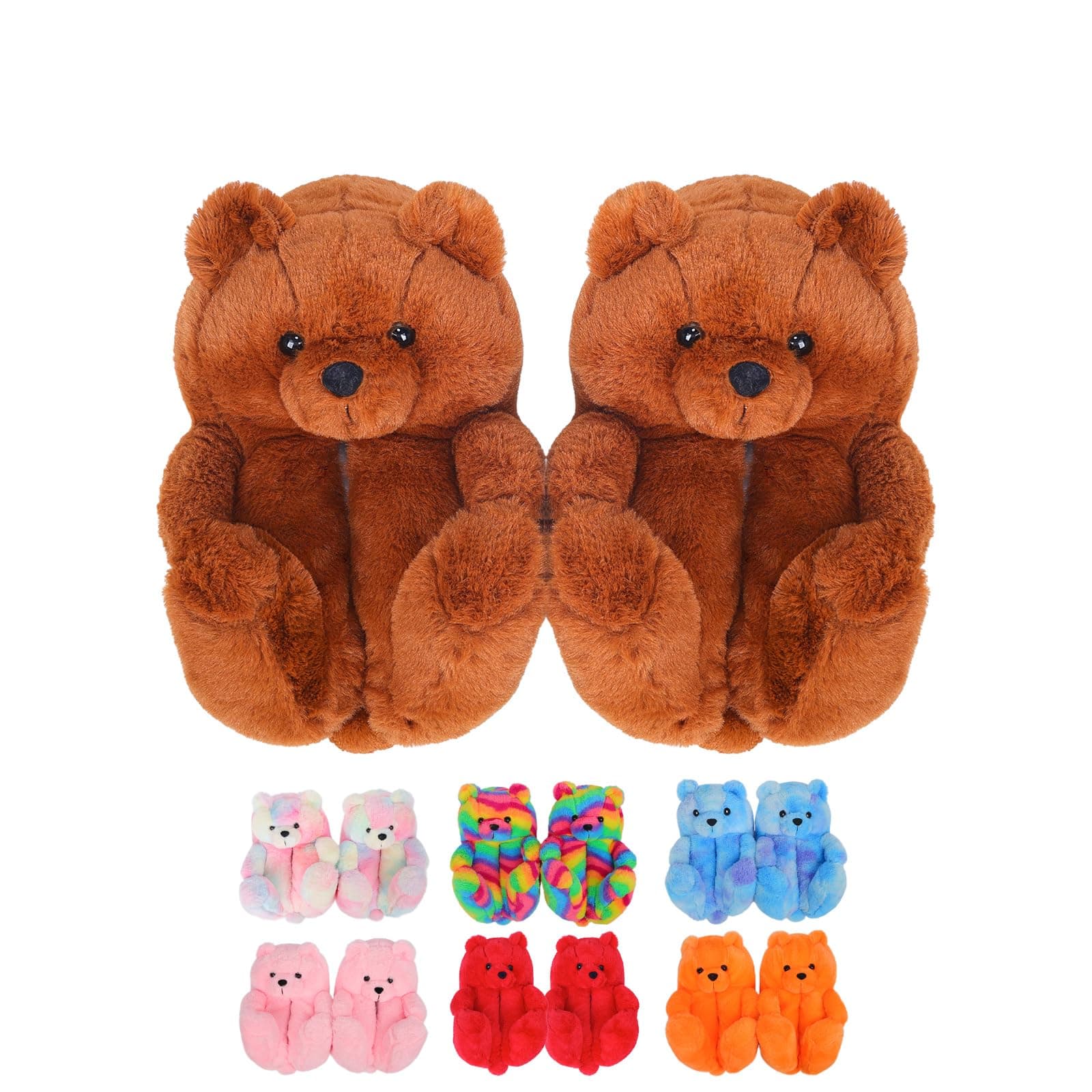 Women's Plush Teddy Bear Slippers Home Indoor Soft Anti-Slip Cute Winter Warm Floor Shoes Slippers Cartoon