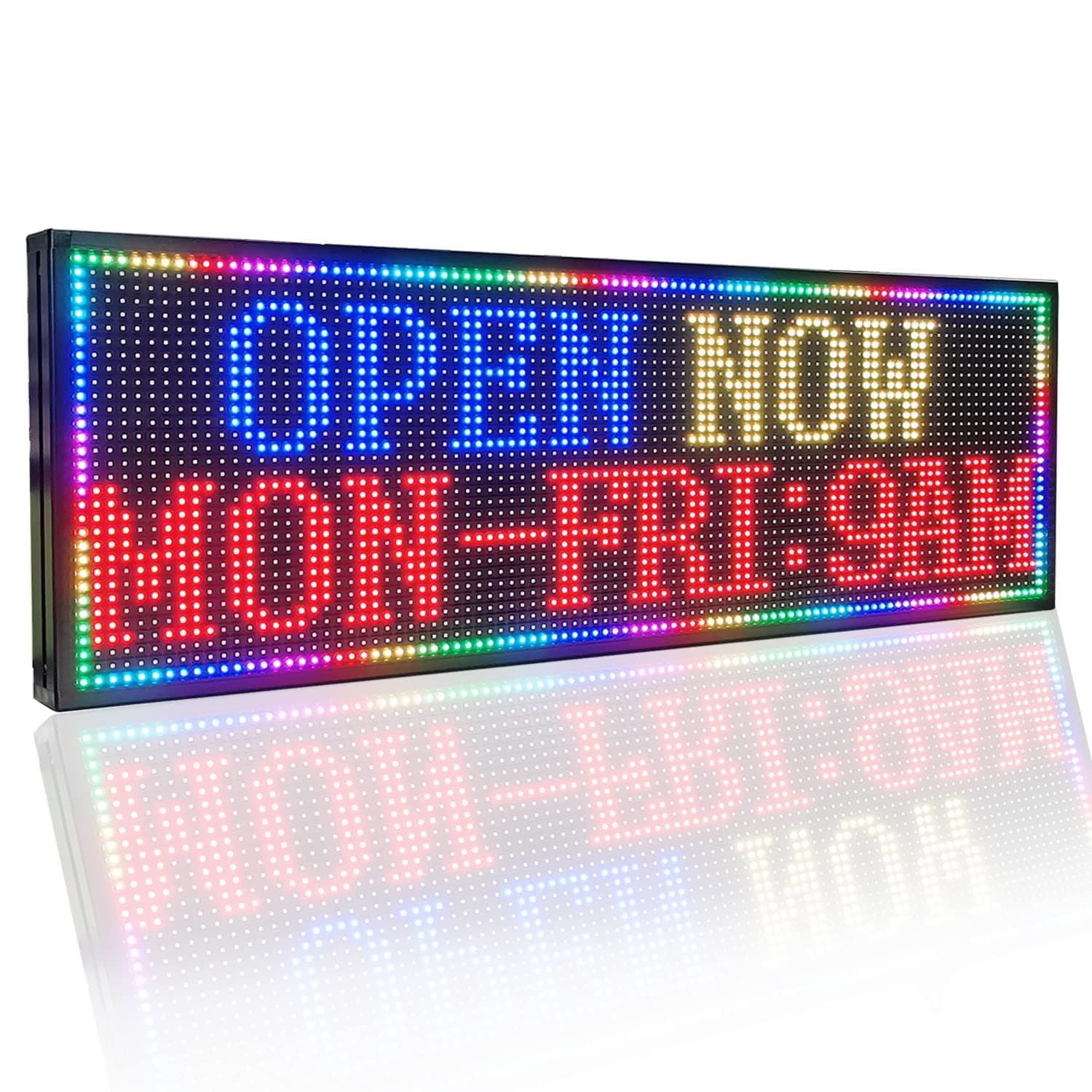 P10 Outdoor LED Sign 39" X 14" RGB Full Color WiFi Programmable Bright LED Scrolling Message Display Programmable Business Advertising Board