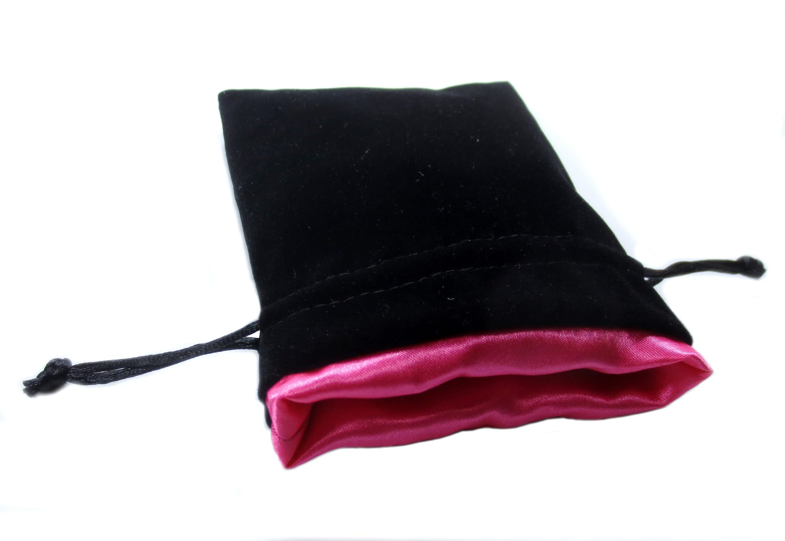 4x5 Princess Pink Premium Black Velvet Dice Bag with Strong Pink Satin Lining (Dice Bag Capacity is 5 Sets / 35 Dice)