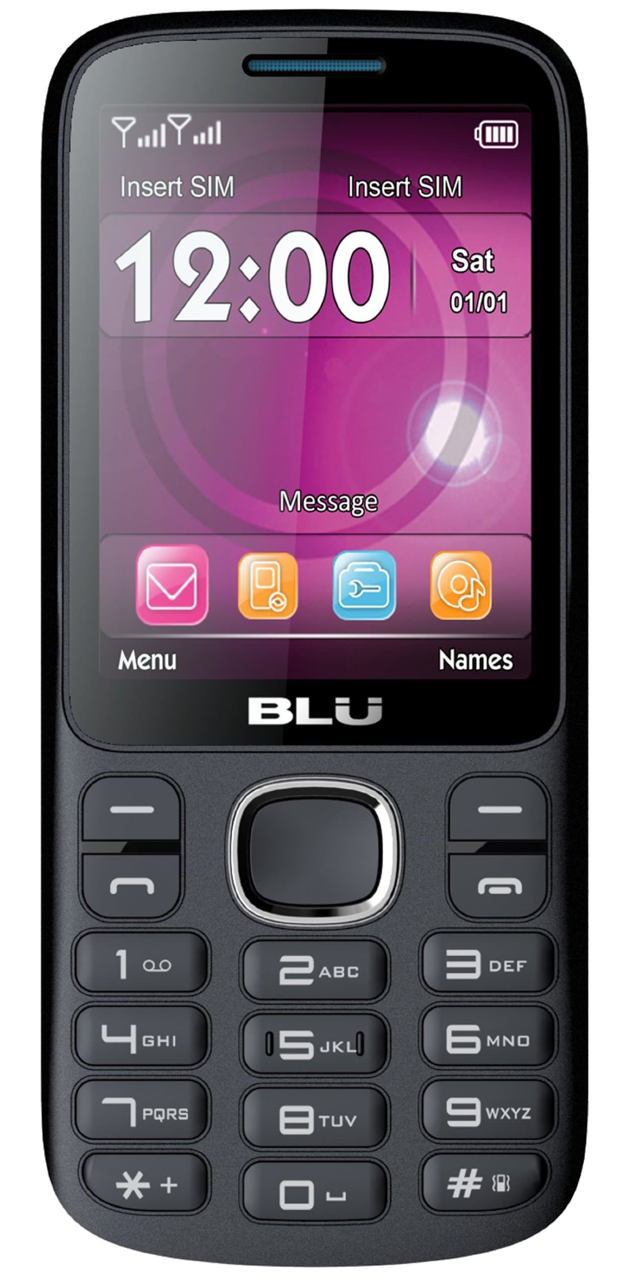 BLU T176T Jenny TV 2.8 Unlocked Quad-Band Dual SIM Phone (Black/Blue)