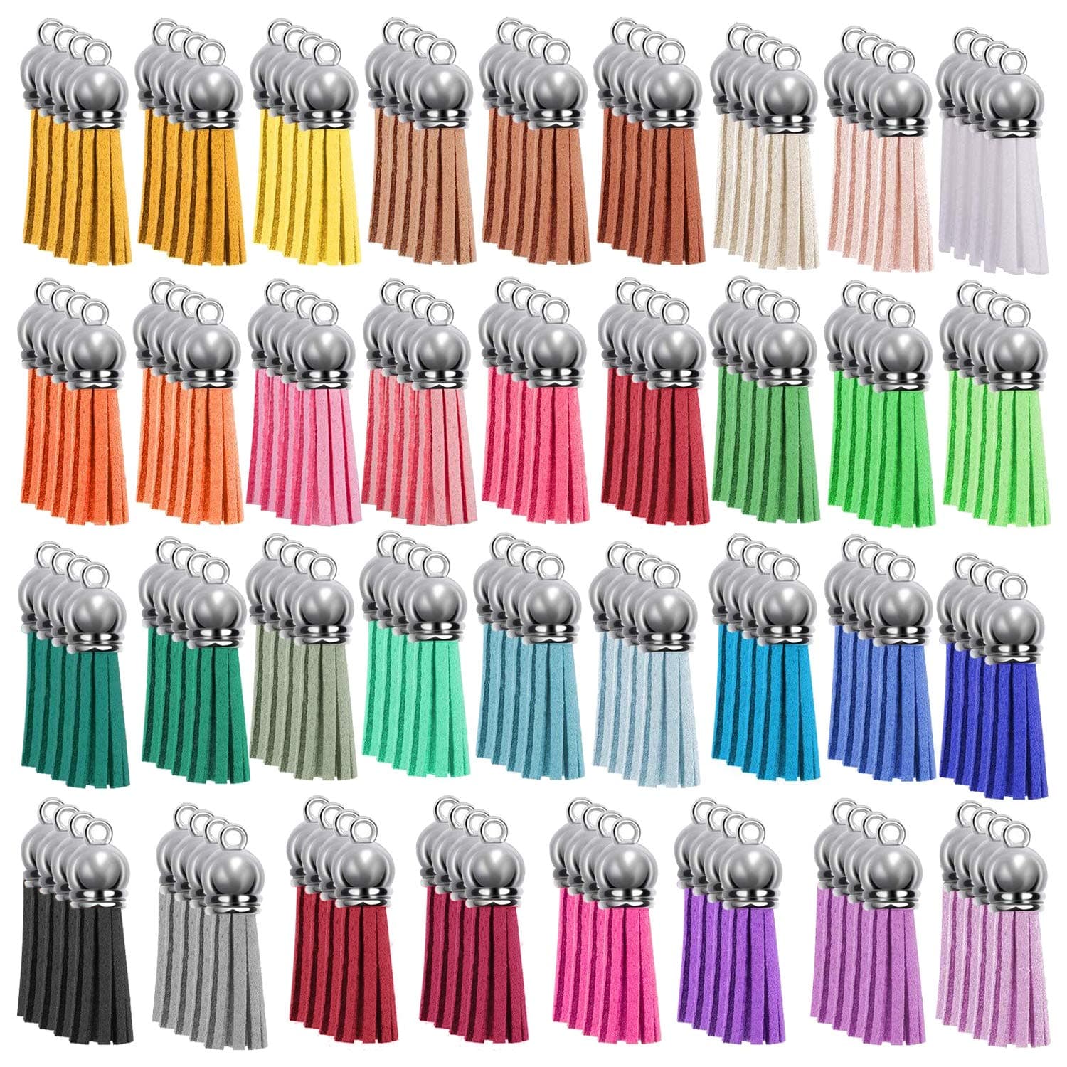40 Pieces 35 Colours Keychain Tassel 40mm Leather Tassels for DIY Keyring Jewellery Making Craft Supplies