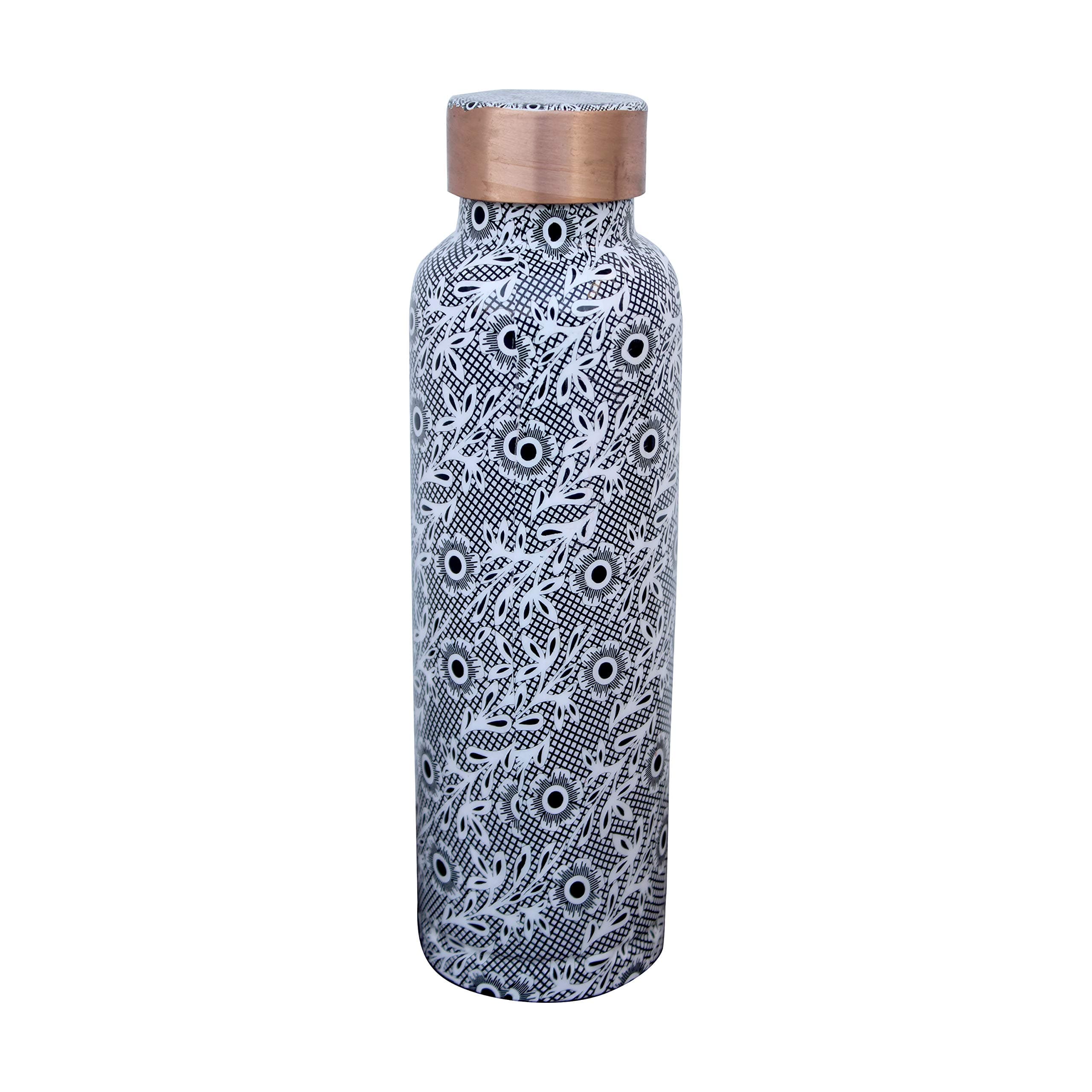 Rohani Pure Copper Water Bottle (1litre) Handmade Meena Printed, Multicoloured, Leak Proof, for Kids, Office, Travel, Home & Kitchen