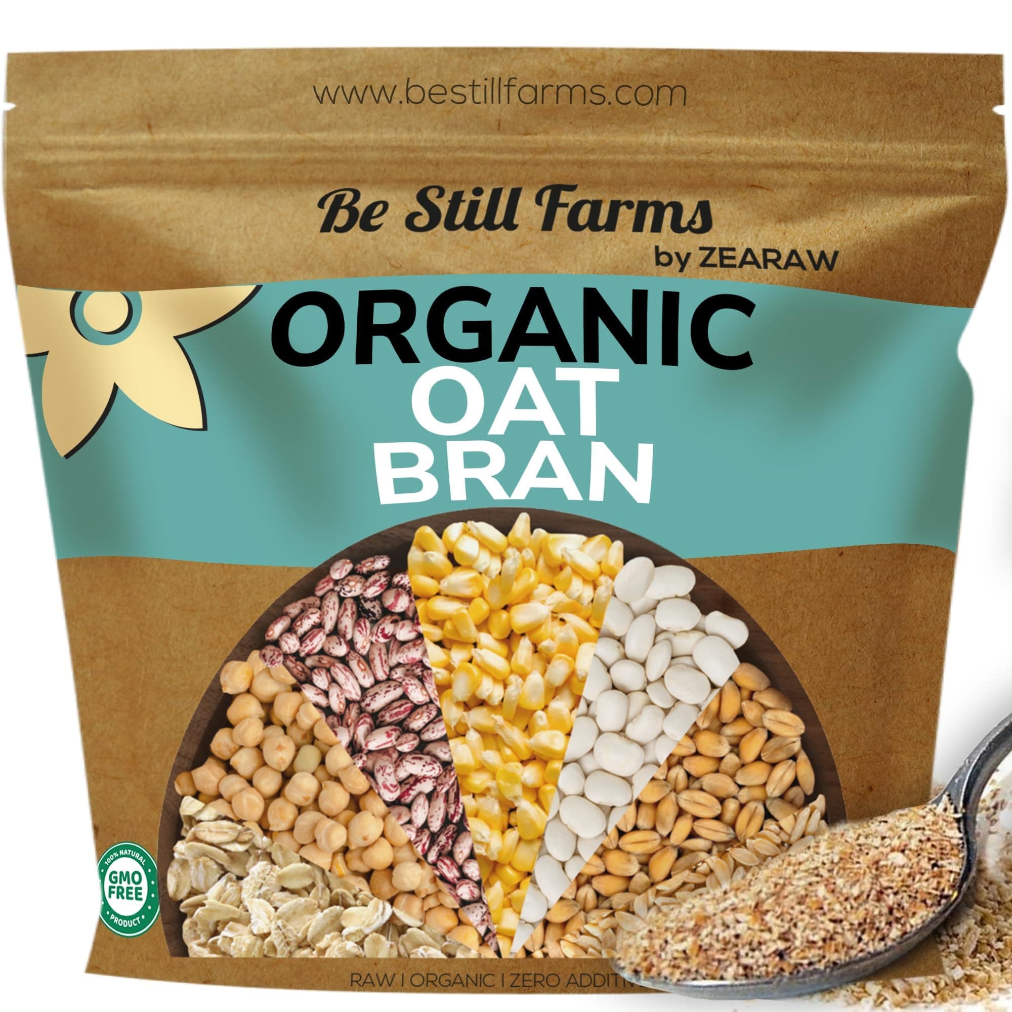 Oat Bran Organic Bulk (2.8lb) by Be Still Farms - Oatmeal Bran Flakes Cereal Similar to Wheat Bran - Great for Snack, Bread - High in Fiber | USA Grown | USDA Certified | Vegan | Non-GMO | Gluten Free