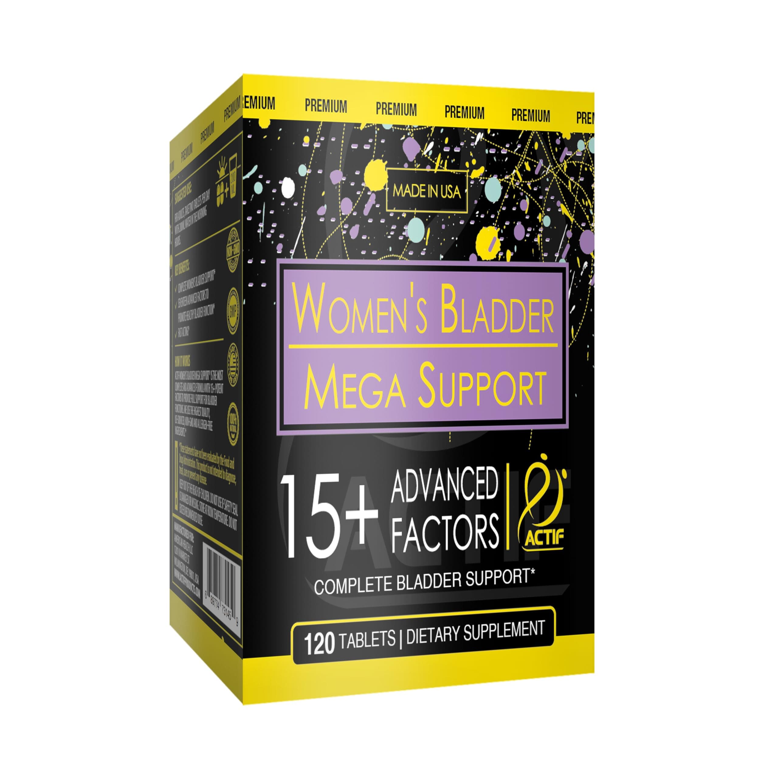 Women's Bladder Mega Support with 15+ Factors, Non-GMO, for Bladder Control and Complete Bladder Support, Made in USA, 120 Count